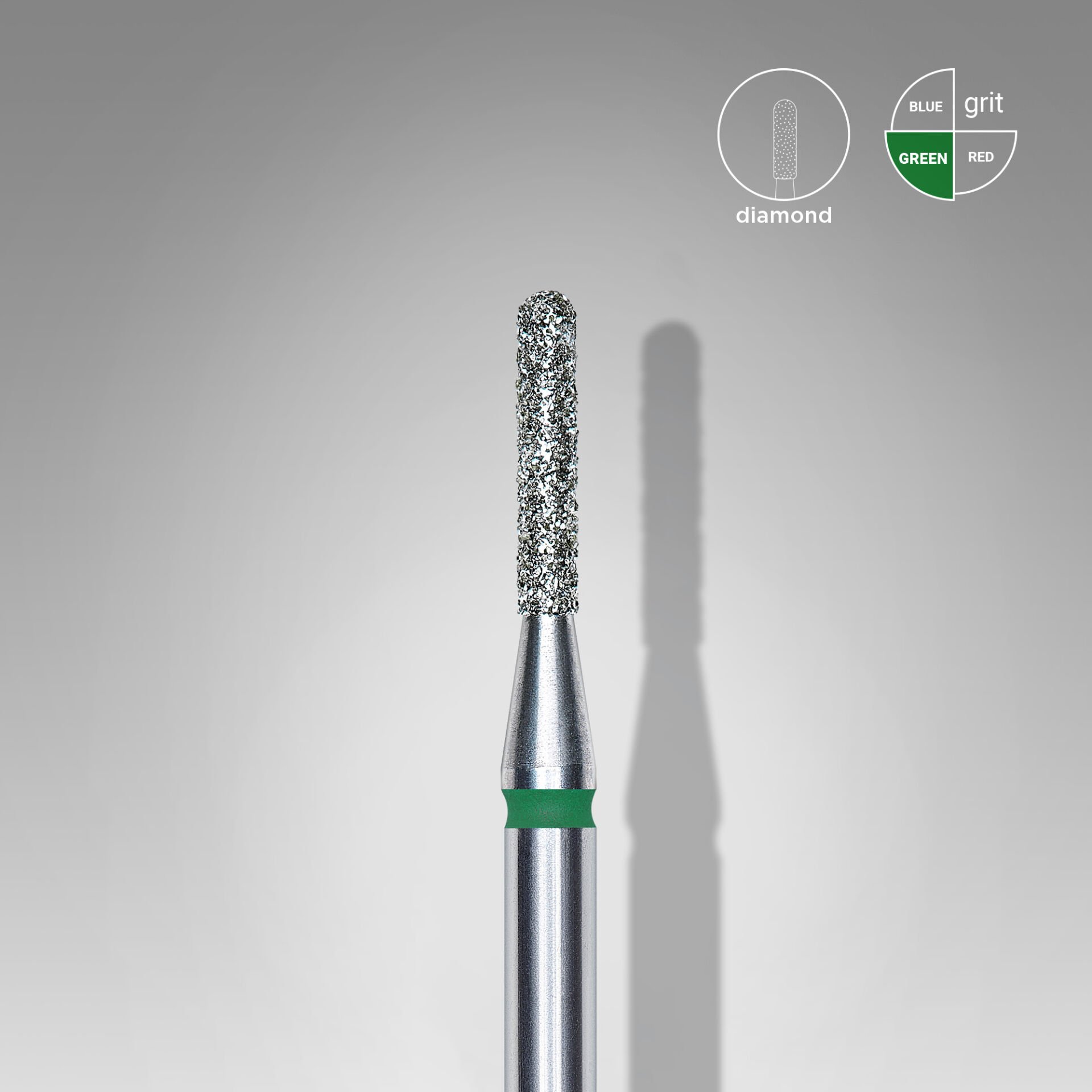 FA30G014/8 Elmas Yuvarlanmış Silindir Freze, Yeşil, Çap 1,4 mm, Çalışma Kısmı 8 mm