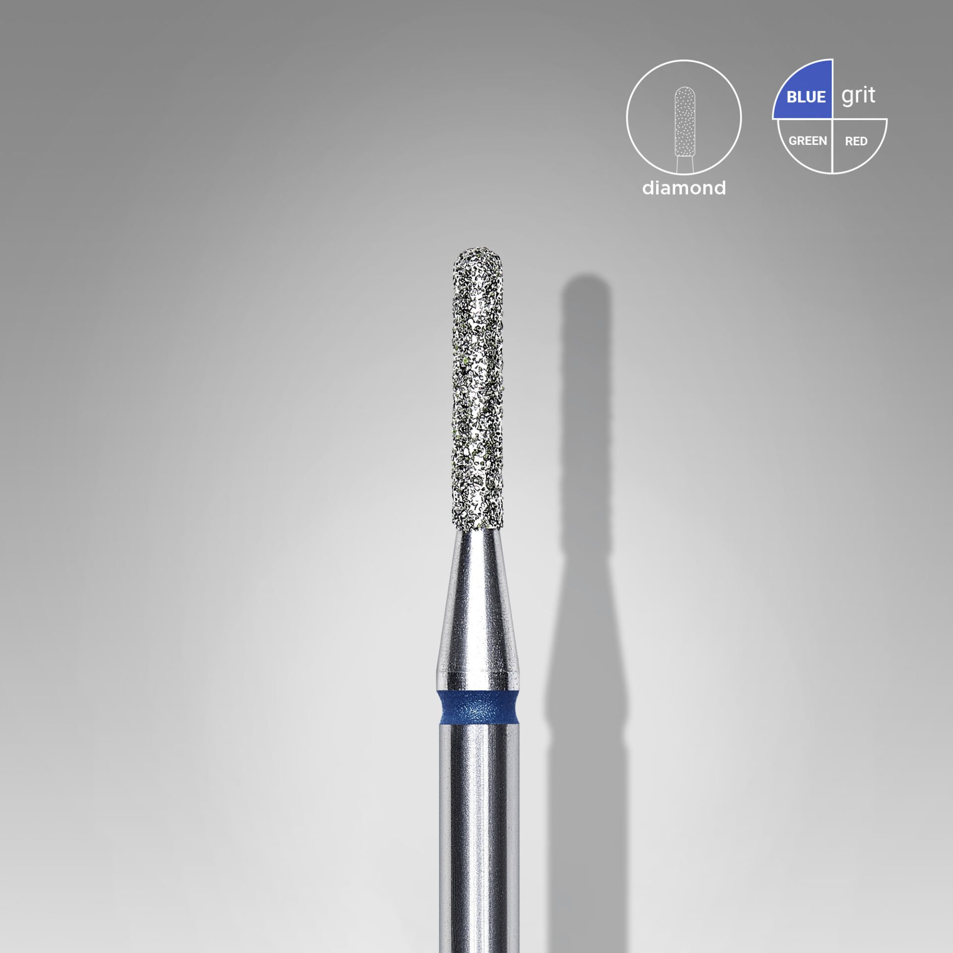 FA30B014/8 Elmas Yuvarlanmış Silindir Freze, Mavi, Çap 1,4 mm, Çalışma Kısmı 8 mm