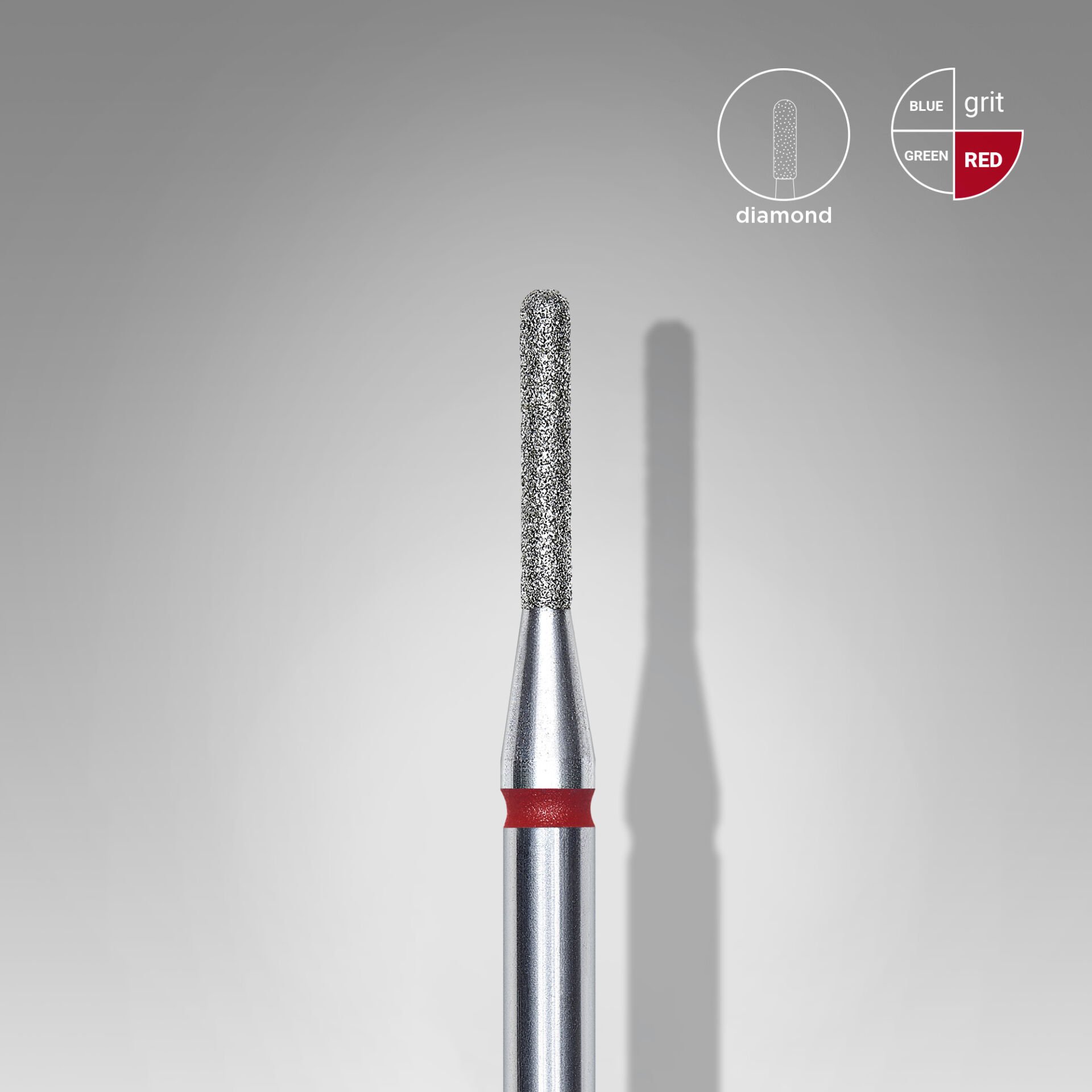 FA30R014/8 Elmas Yuvarlanmış Silindir Freze, Kırmızı, Çap 1,4 mm, Çalışma Kısmı 8 mm