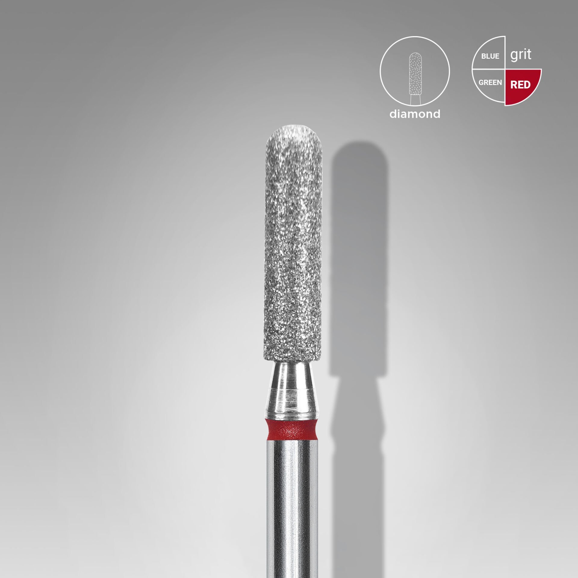 FA30R025/10 Elmas Yuvarlanmış Silindir Freze EXPERT, Kırmızı, Çap 2,5 mm, Çalışma Kısmı 10 mm