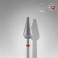 FA101R050/12 Elmas Yuvarlanmış Armut Freze, Kırmızı, Çap 5 mm, Çalışma Kısmı 12 mm