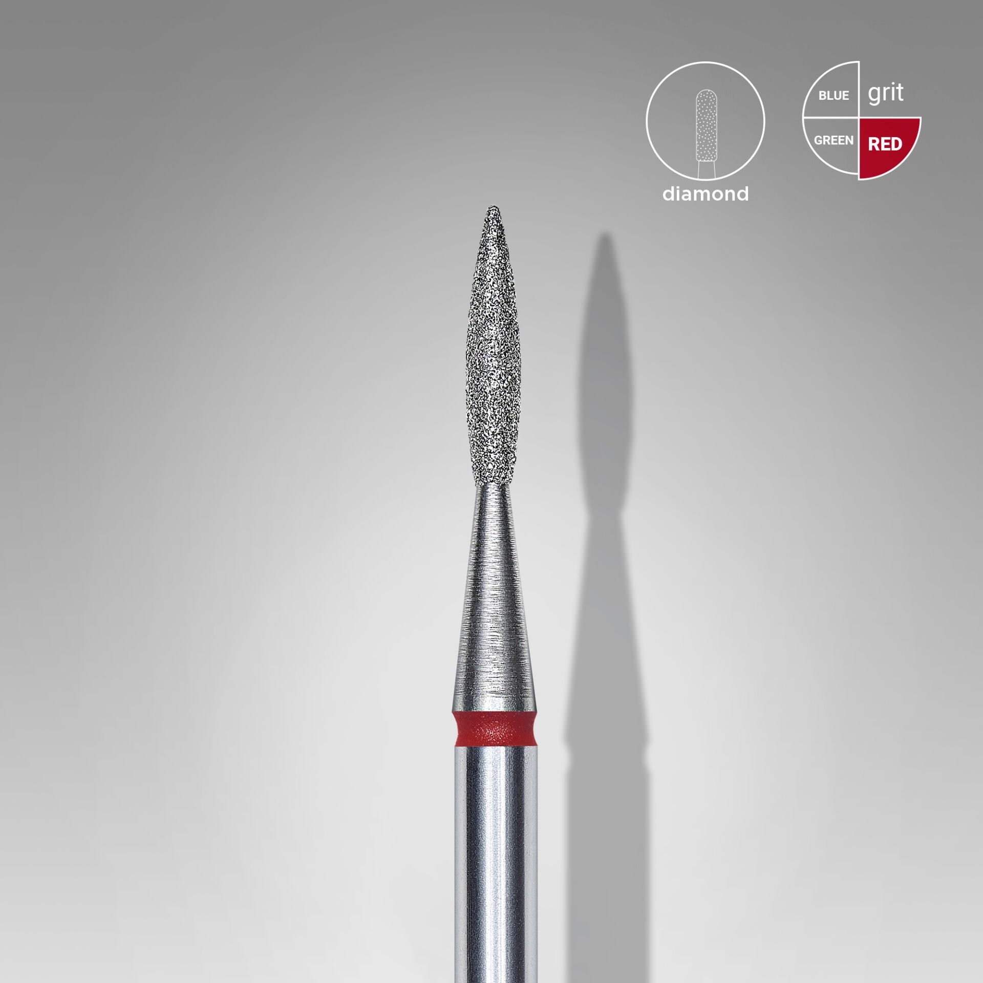 FA11R016/8 Elmas Sivri Alev Freze, Kırmızı, Çap 1,6 mm, Çalışma Kısmı 8 mm