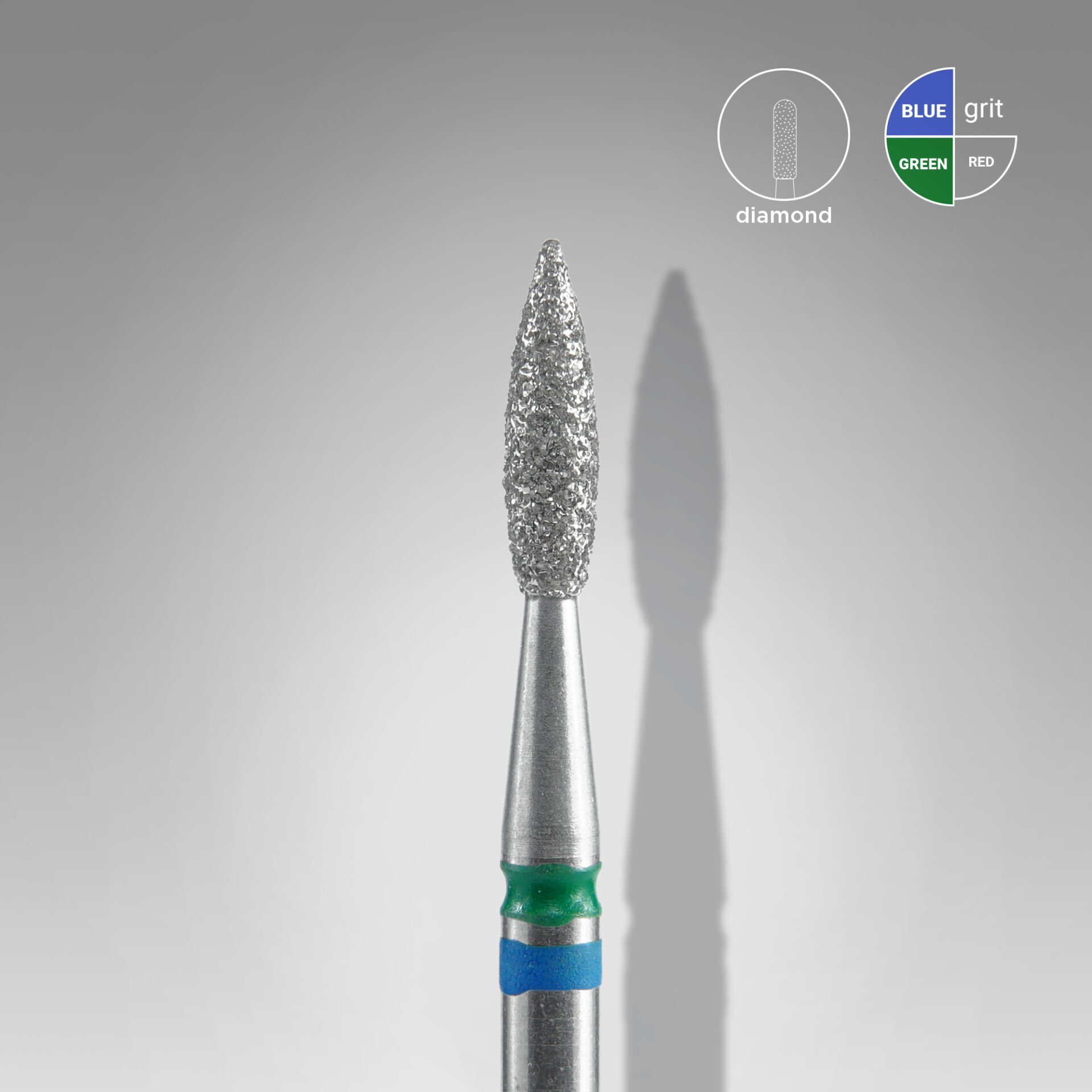 FA11BG021/8 Elmas Sivri Alev Freze EXPERT DUO, Mavi-yeşil, Çap 2,1 mm, Çalışma Kısmı 8 mm