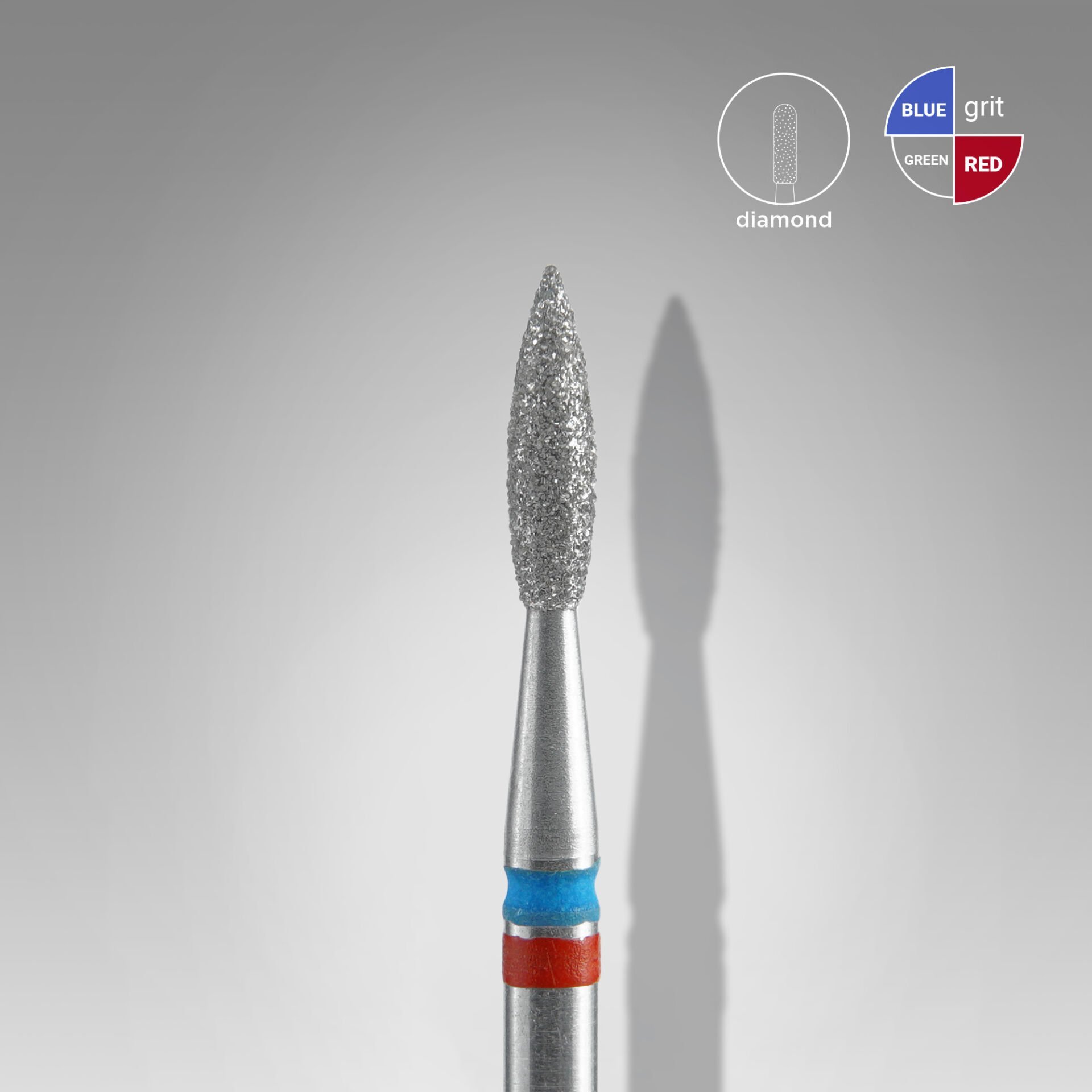 FA11RB021/8 Elmas Sivri Alev Freze EXPERT DUO, Kırmızı-mavi, Çap 2,1 mm, Çalışma Kısmı 8 mm