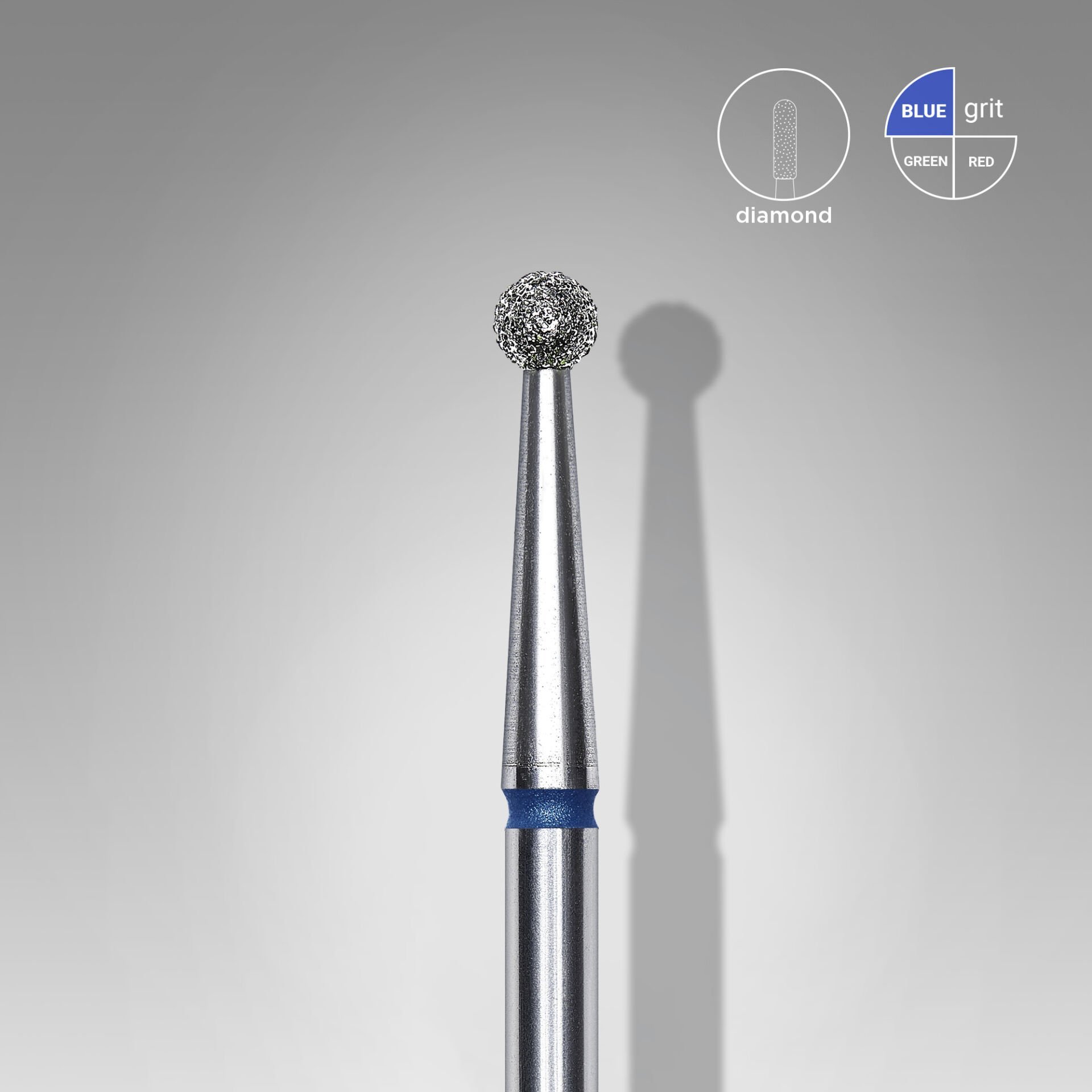FA01B025 Elmas Küre Freze, Mavi, Çap 2,5 mm