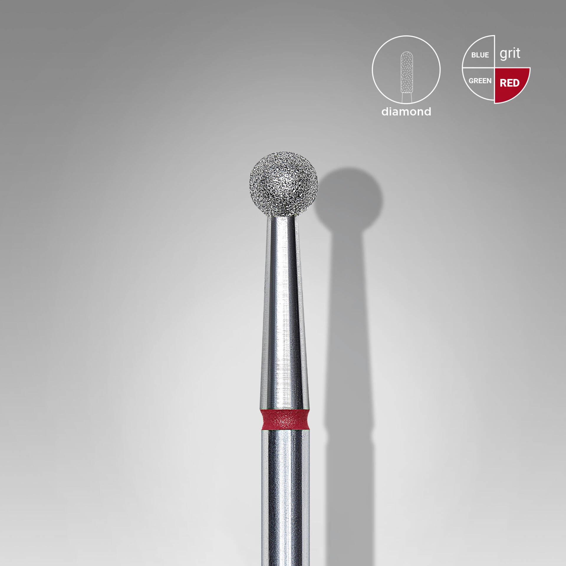 FA01R035 Elmas Küre Freze, Kırmızı, Çap 3,5 mm