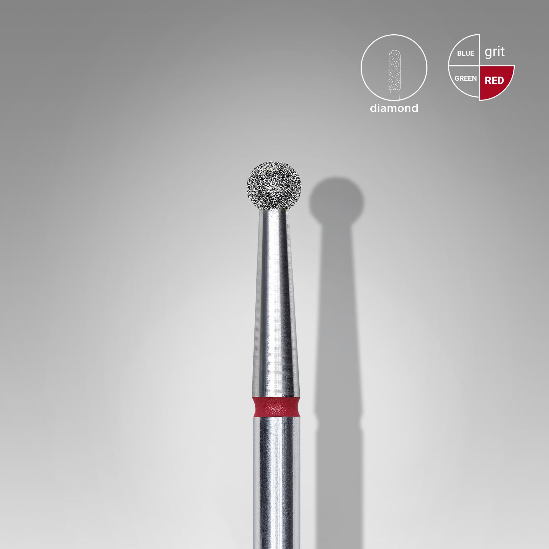 FA01R027 Elmas Küre Freze, Kırmızı, Çap 2,7 mm