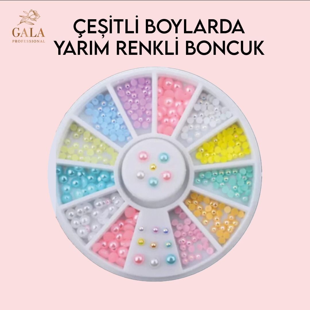 GALA ÇEŞİTLİ BOYLARDA YARIM RENKLİ BONCUK