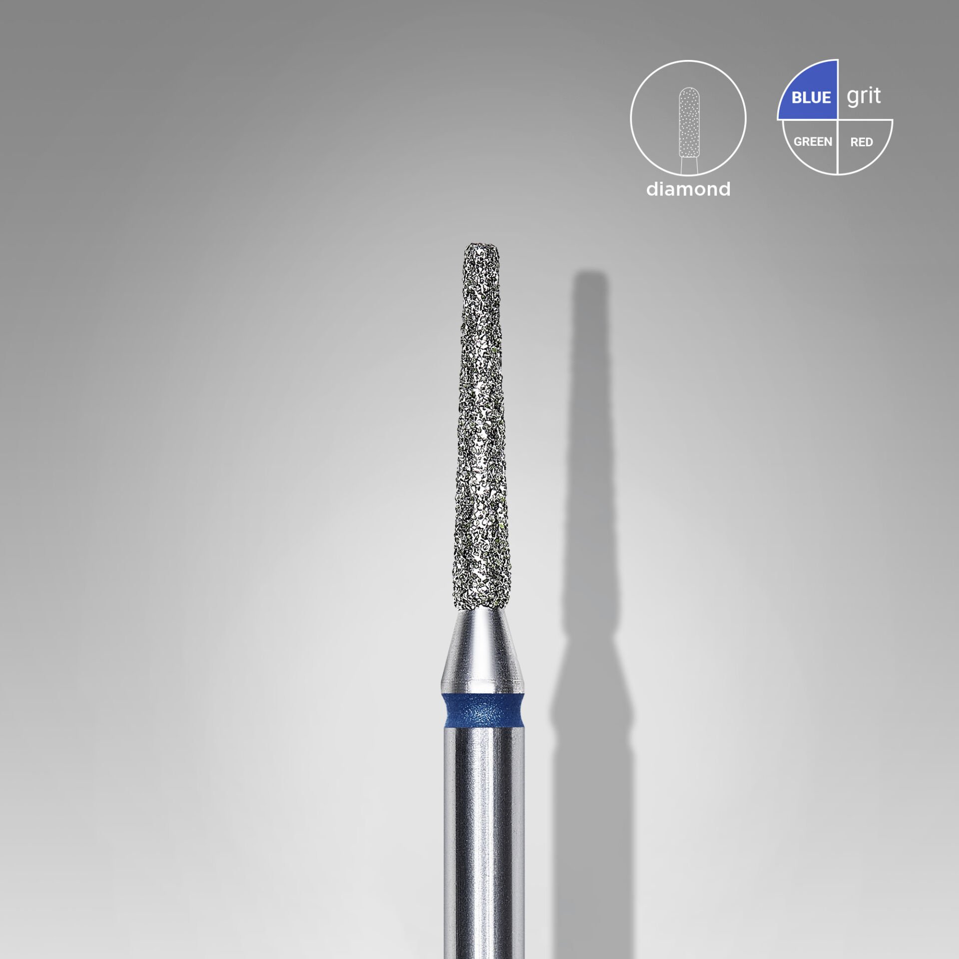 FA70B016/10 Elmas Kesik Koni Freze, Mavi, Çap 1,6 mm, Çalışma Kısmı 10 mm