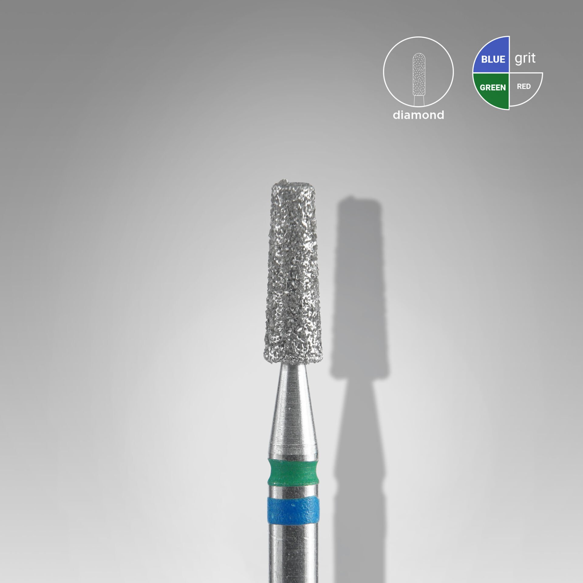 FA70BG025/8 Elmas Kesik Koni Freze EXPERT DUO, Mavi-yeşil, Çap 2,5 mm, Çalışma Kısmı 8 mm