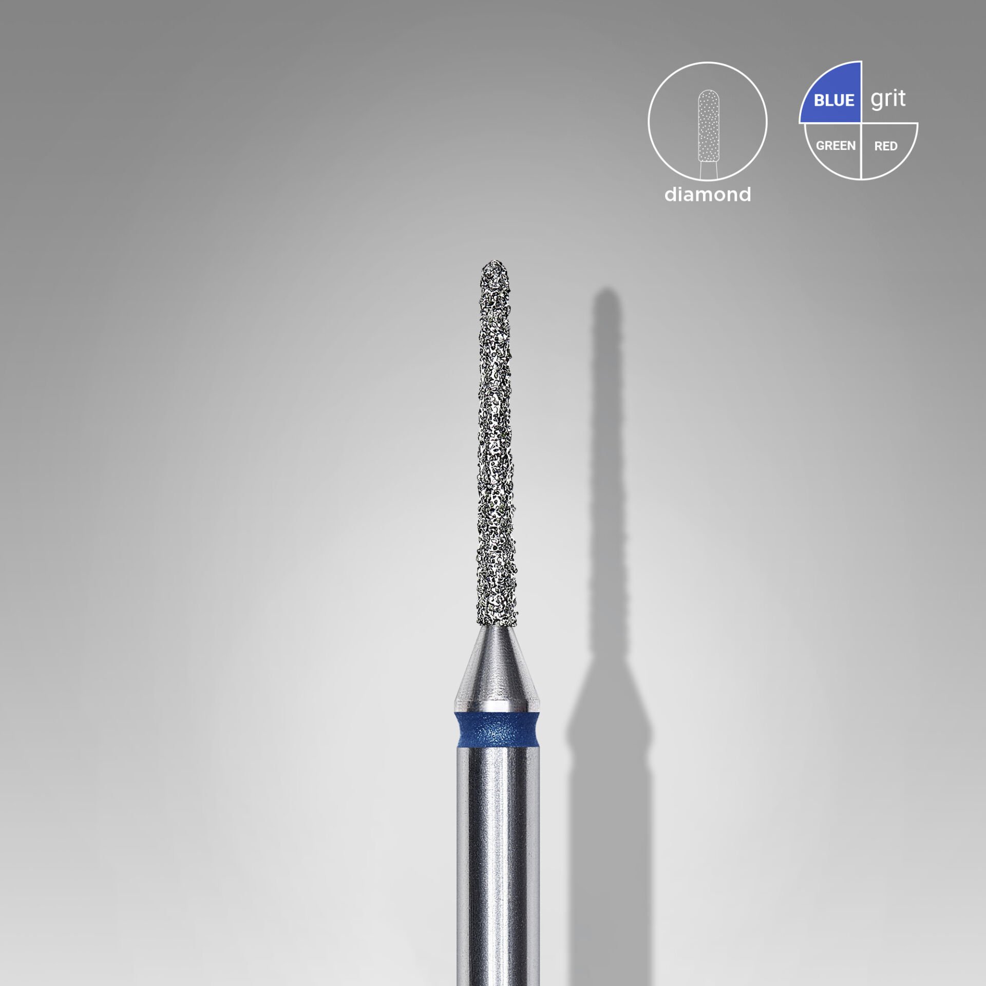 FA80B010/10 Elmas İğne Freze, Mavi, Çap 1 mm, Çalışma Kısmı 10 mm