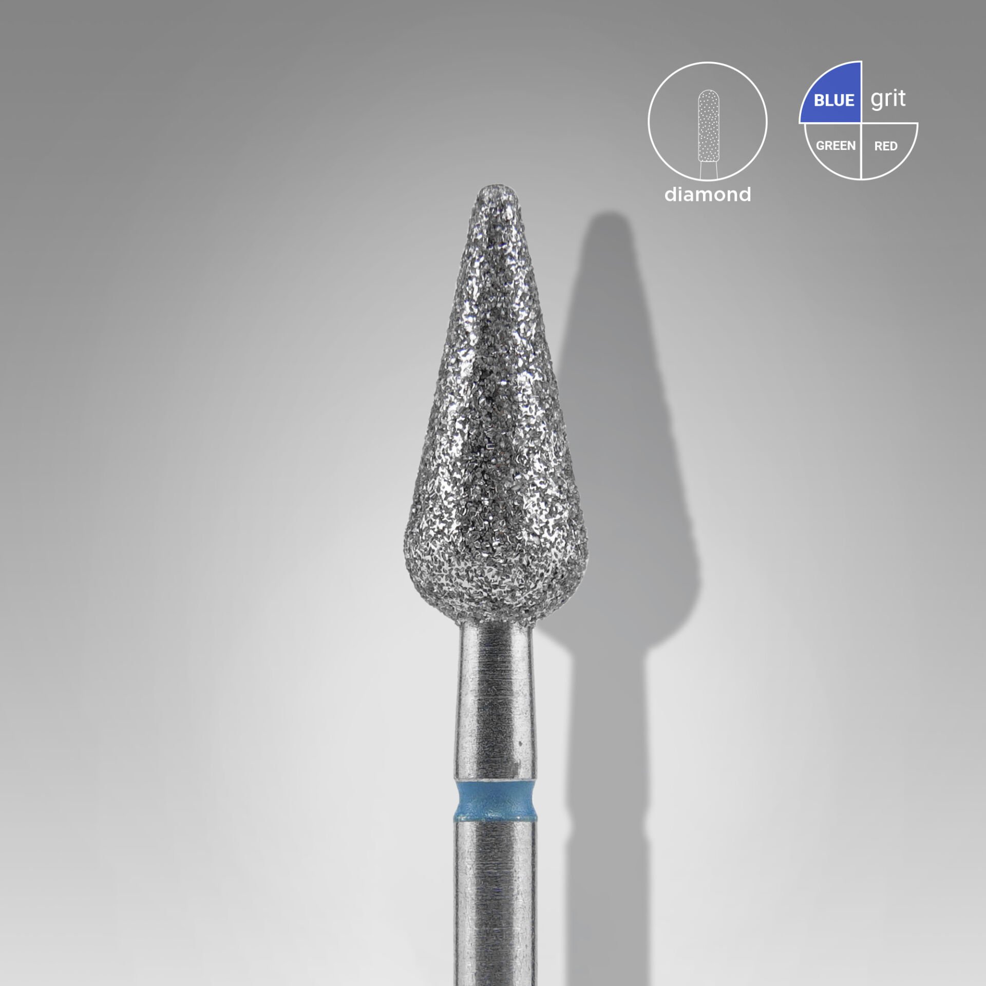 FA100B050/12 Elmas Armut sivri Freze EXPERT, Mavi, Çap 5 mm, Çalışma Kısmı 12 mm