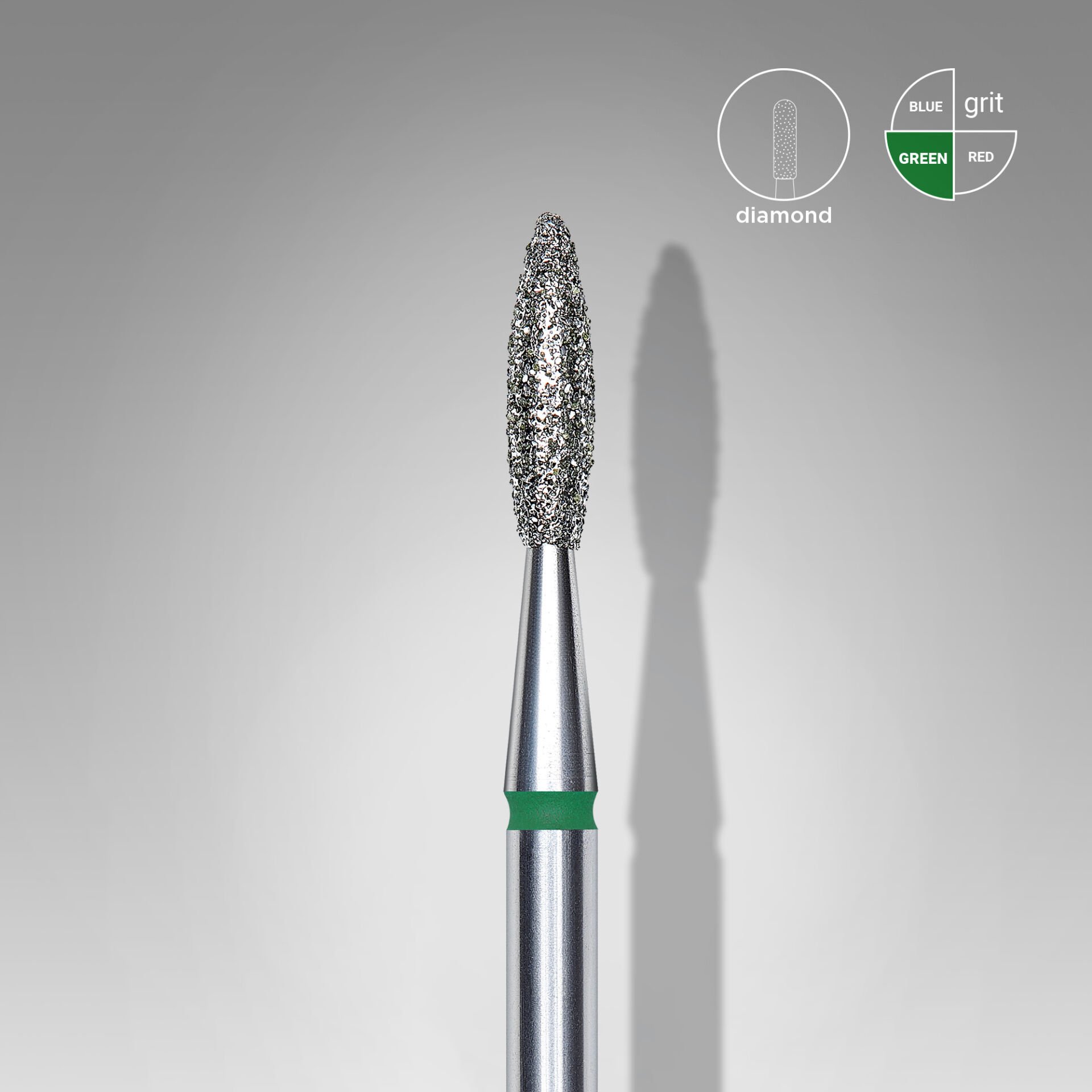 FA10G021/8 Elmas Alev Freze, Yeşil, Çap 2,1 mm, Çalışma Kısmı 8 mm