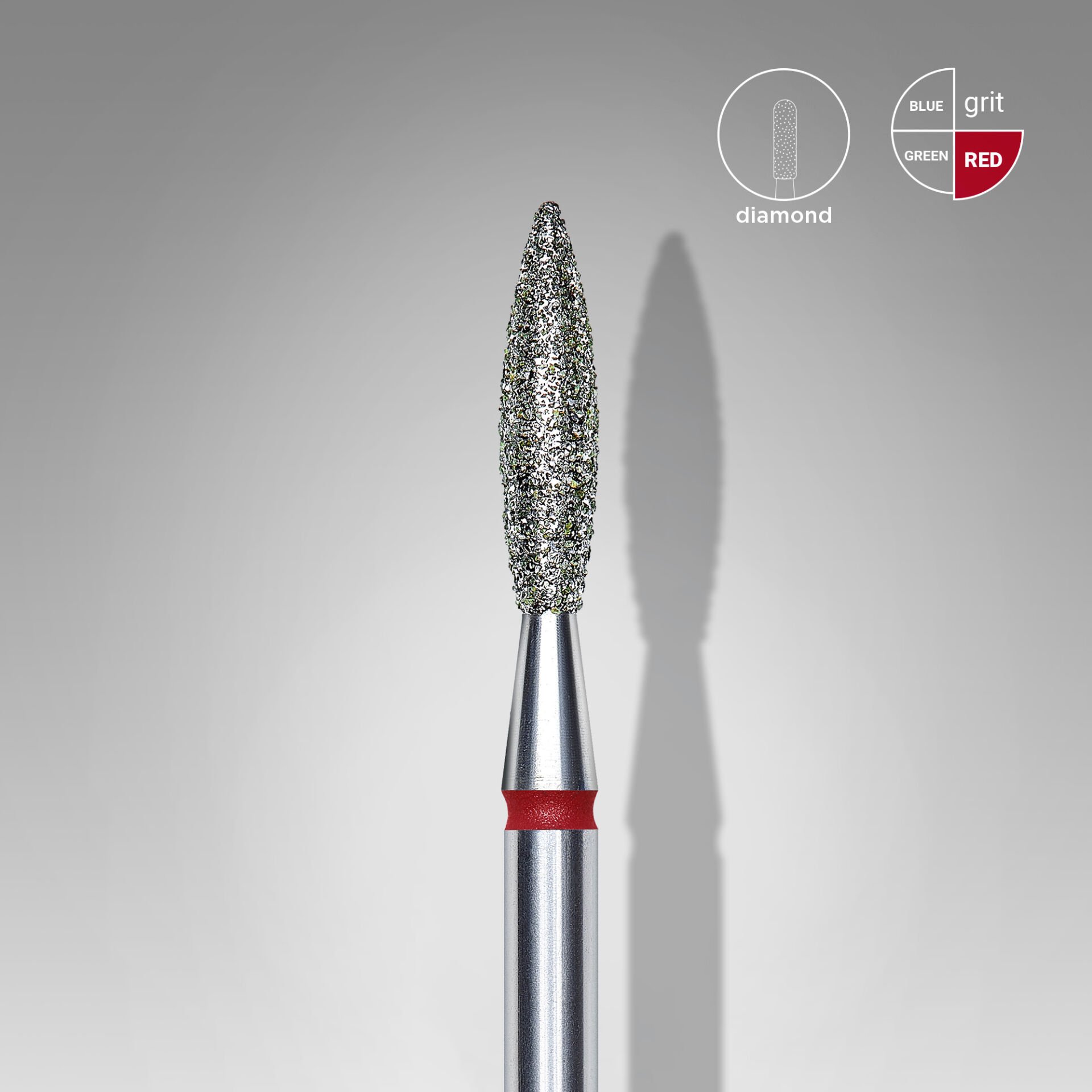 FA10R023/10 Elmas Alev Freze, Kırmızı, Çap 2,3 mm, Çalışma Kısmı 10 mm