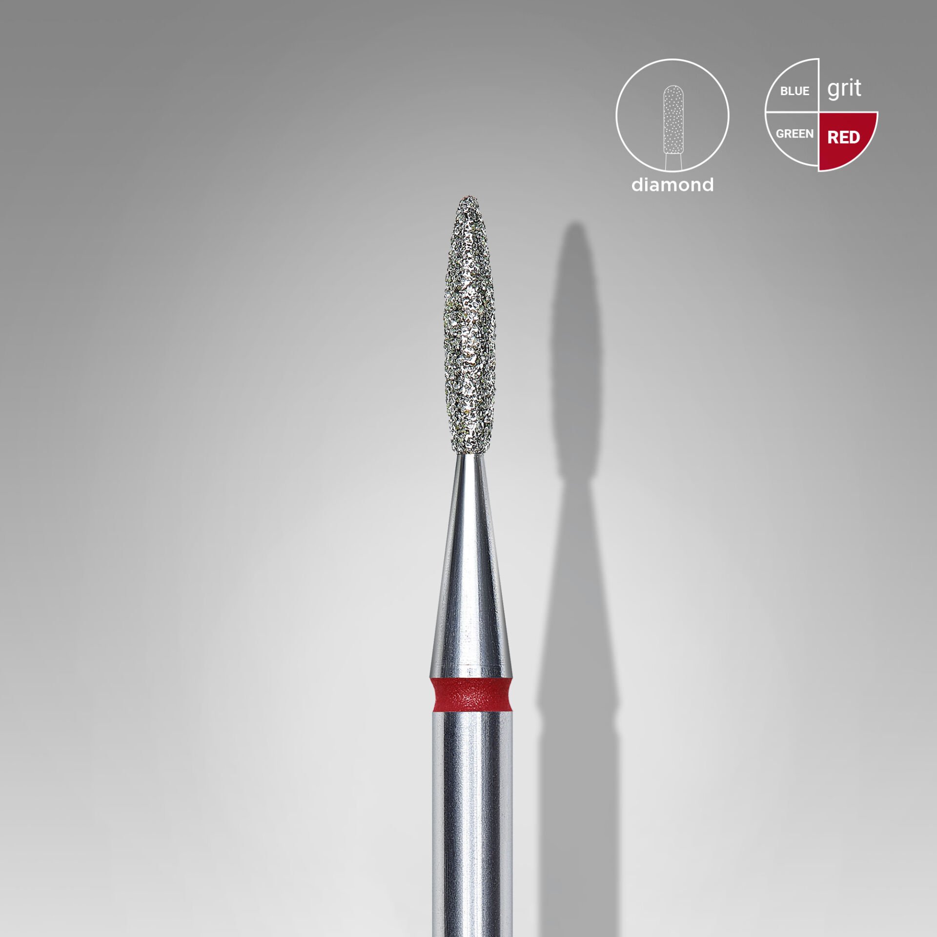 FA10R016/8 Elmas Alev Freze, Kırmızı, Çap 1,6 mm, Çalışma Kısmı 8 mm