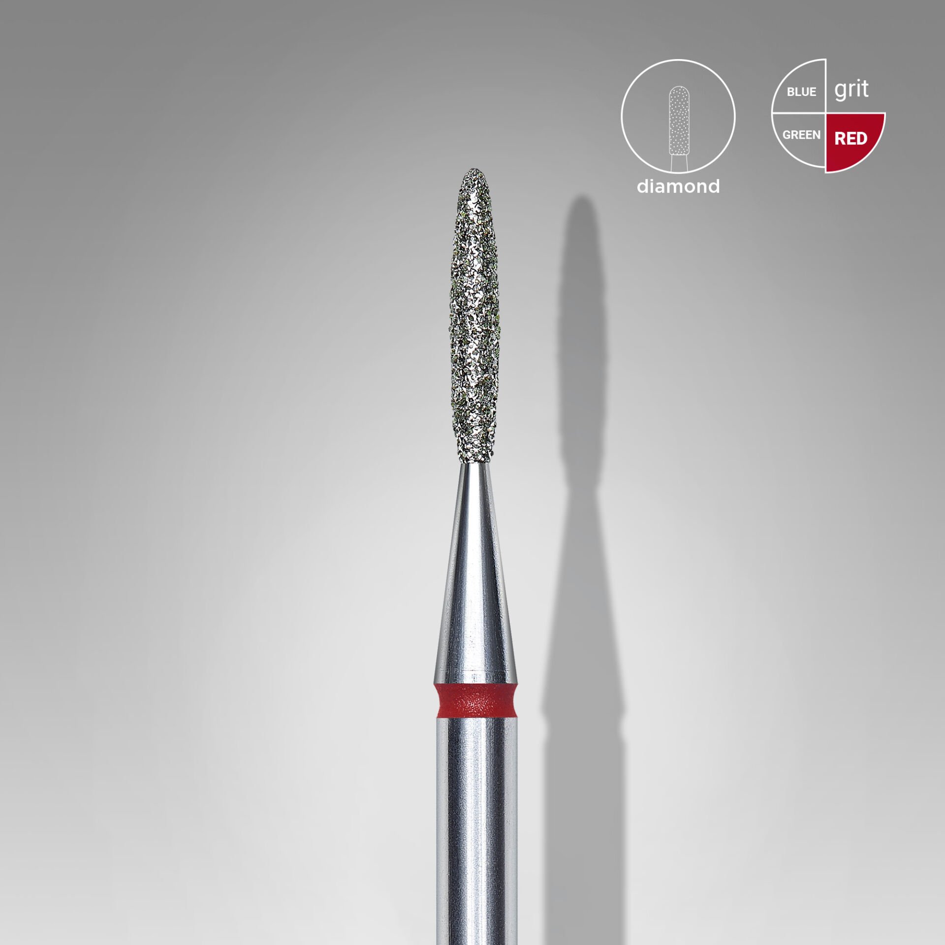 FA10R014/8 Elmas Alev Freze, Kırmızı, Çap 1,4 mm, Çalışma Kısmı 8 mm