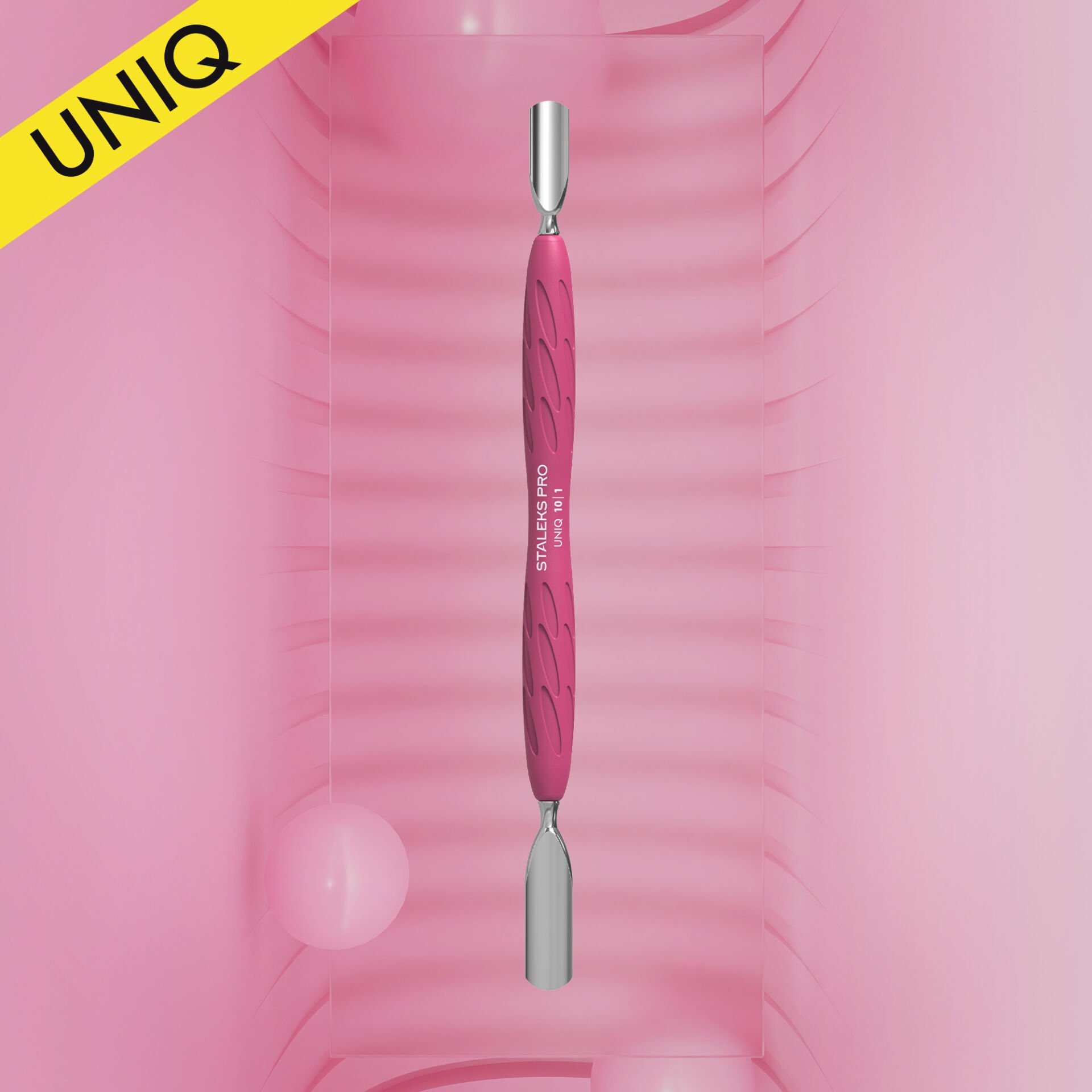 PQ-10/1 ''Gummy'' UNIQ 10 TYPE 1 Silikon Saplı Tırnak Eti İtici (Geniş Yuvarlak + Dar Yuvarlak İtici)