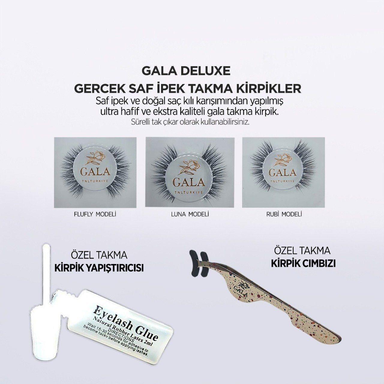 GALA DELUX SAF İPEK TAKMA KİRPİK 3 LÜ TAKIM