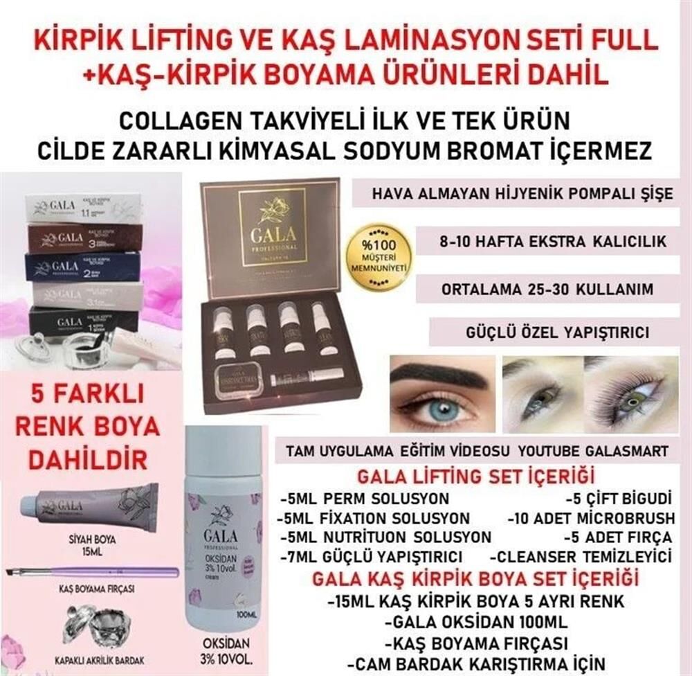GALA KİRPİK LİFTİNG & KAŞ LAMİNASYON SET + BOYAMA ÜRÜNLERİ DAHİL