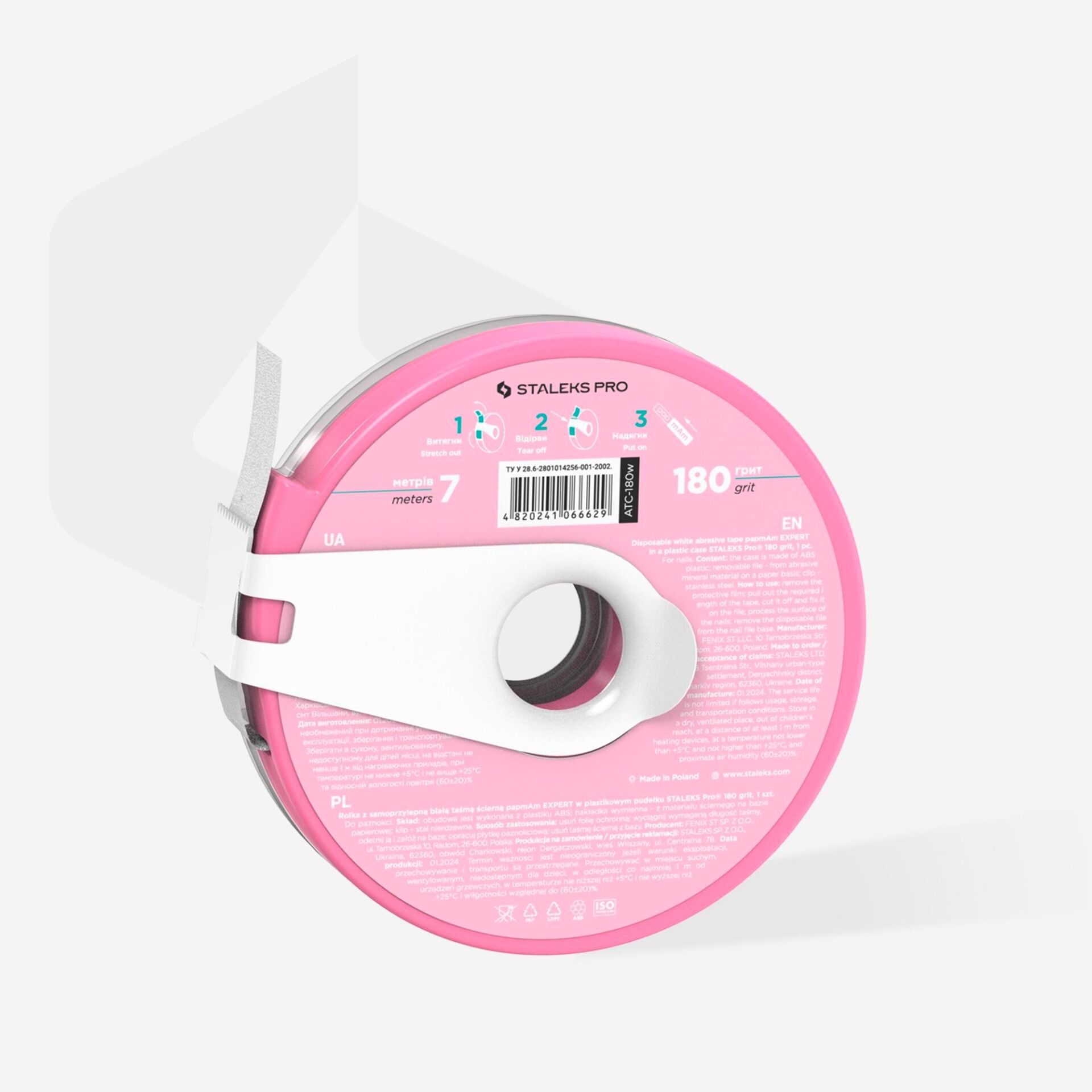 ATC-180W EXPERT YEDEK PAPMAM BEYAZ BANT TÖRPÜ, STALEKS PRO PLASTİK BOBİNDE, 180 GRİT