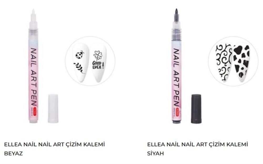 NAİL ART ÇİZİM KALEMİ SİYAH VE BEYAZ RENK