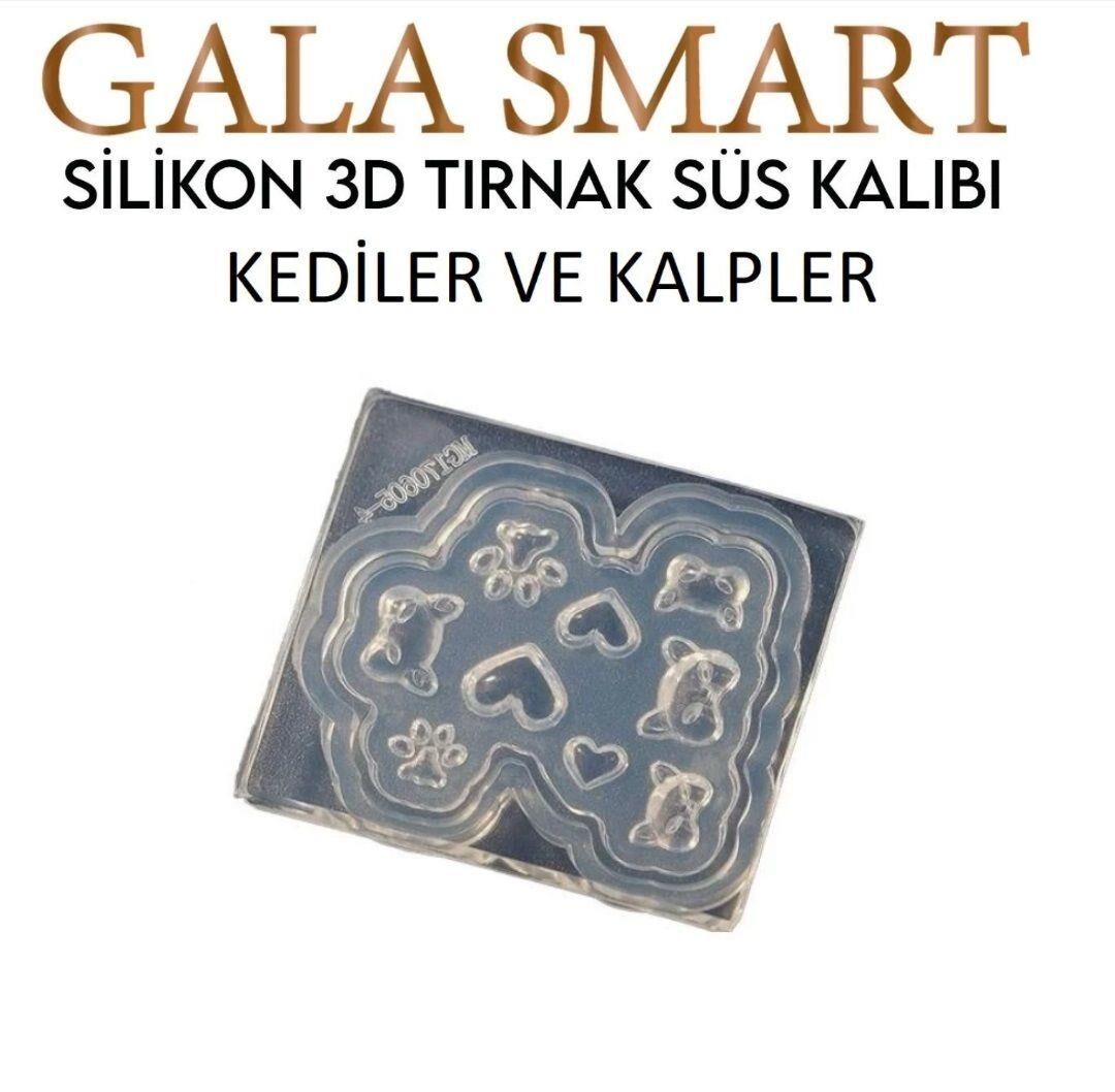 3D SİLİKON KALIP - KEDİLER VE KALPLER MODEL