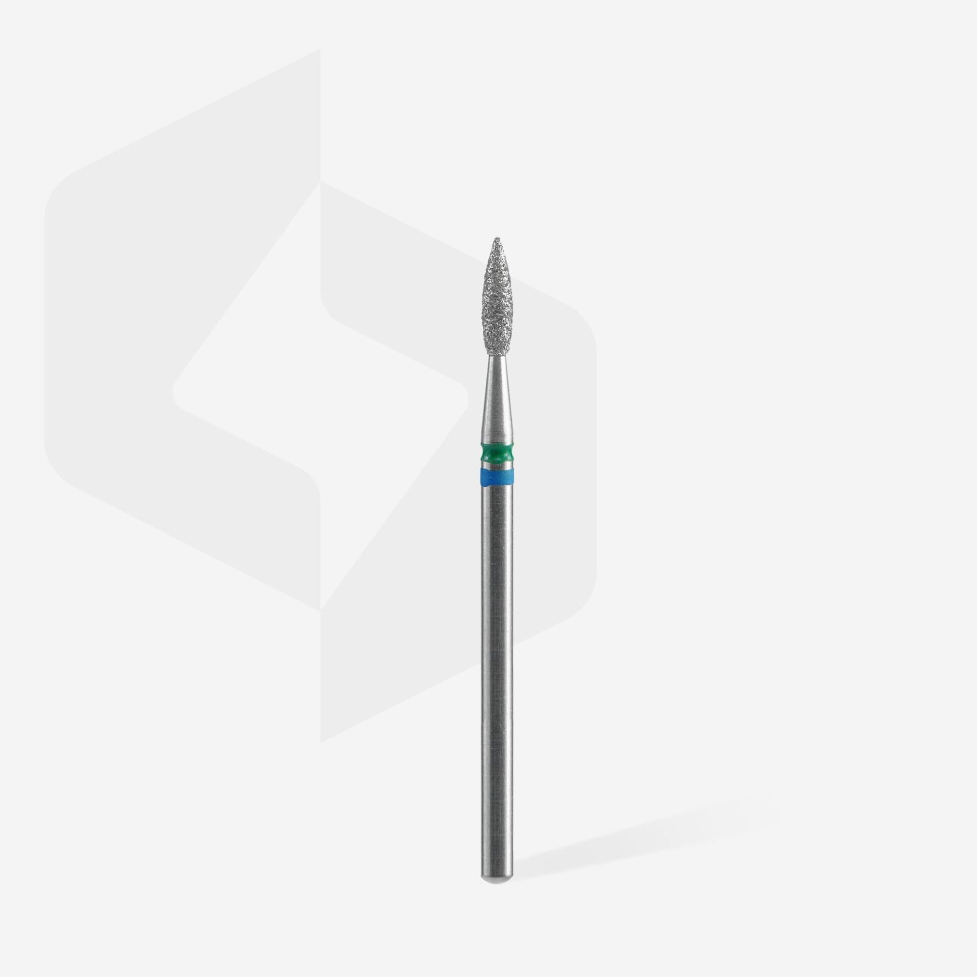 FA11BG021/8 ELMAS SİVRİ ALEV FREZE EXPERT DUO, MAVİ-YEŞİL, ÇAP 2,1 MM, ÇALIŞMA KISMI 8 MM