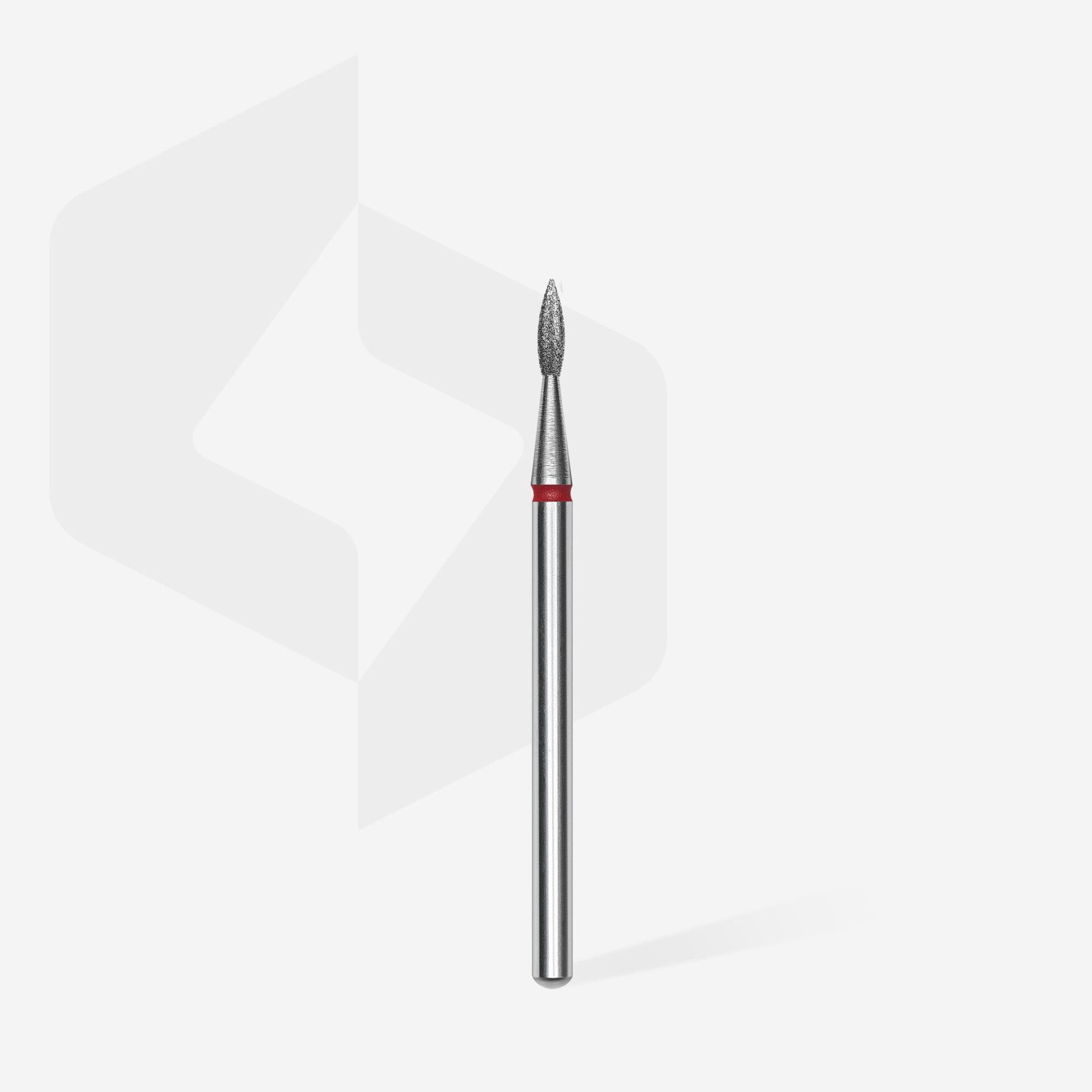 FA11R018/8 ELMAS SİVRİ ALEV FREZE EXPERT, KIRMIZI, ÇAP 1,8 MM, ÇALIŞMA KISMI 8 MM