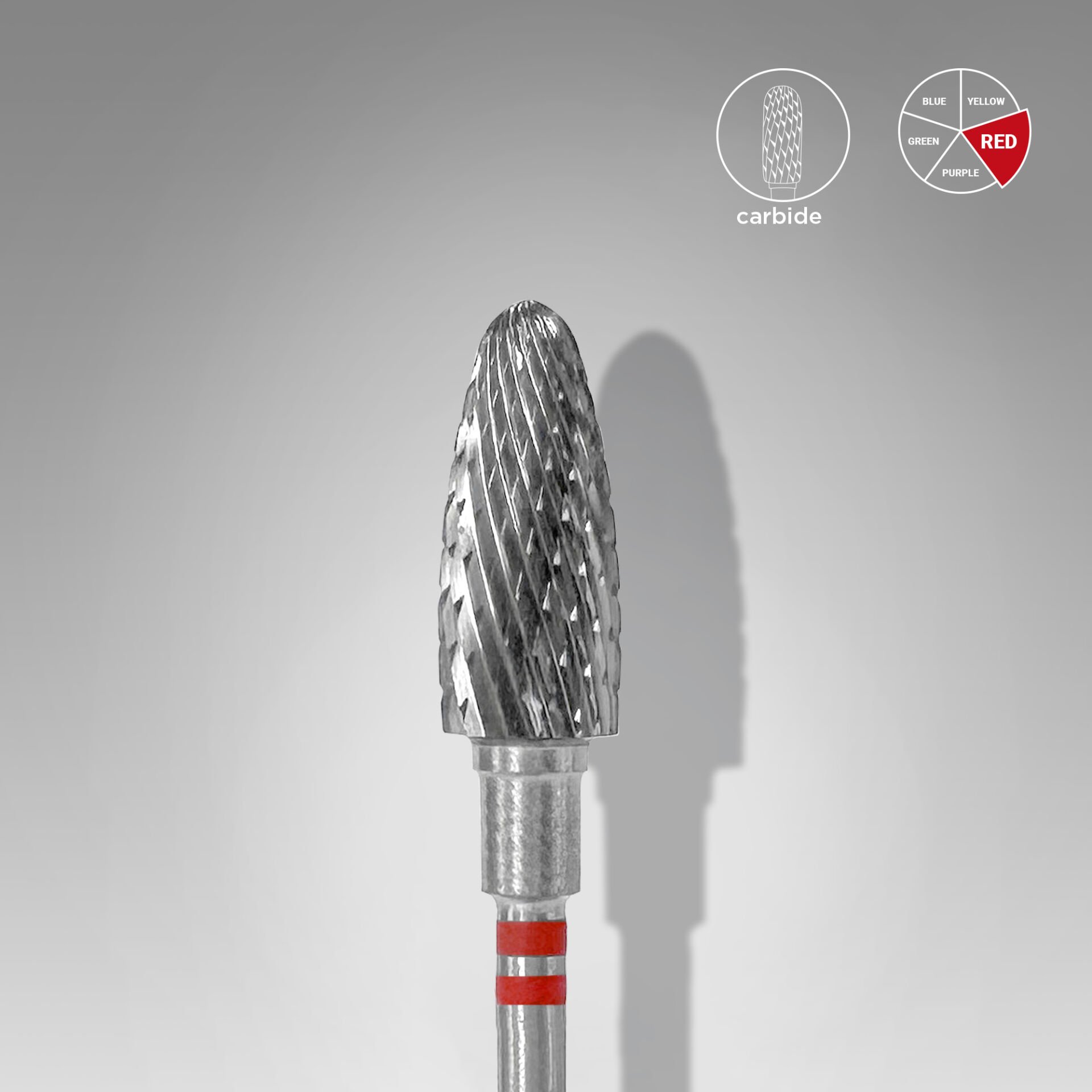 FT91R060/14 Solaklar İçin Sert Alaşım Mısır Freze, Kırmızı, Çap 6 mm / Çalışma Kısmı 14 mm