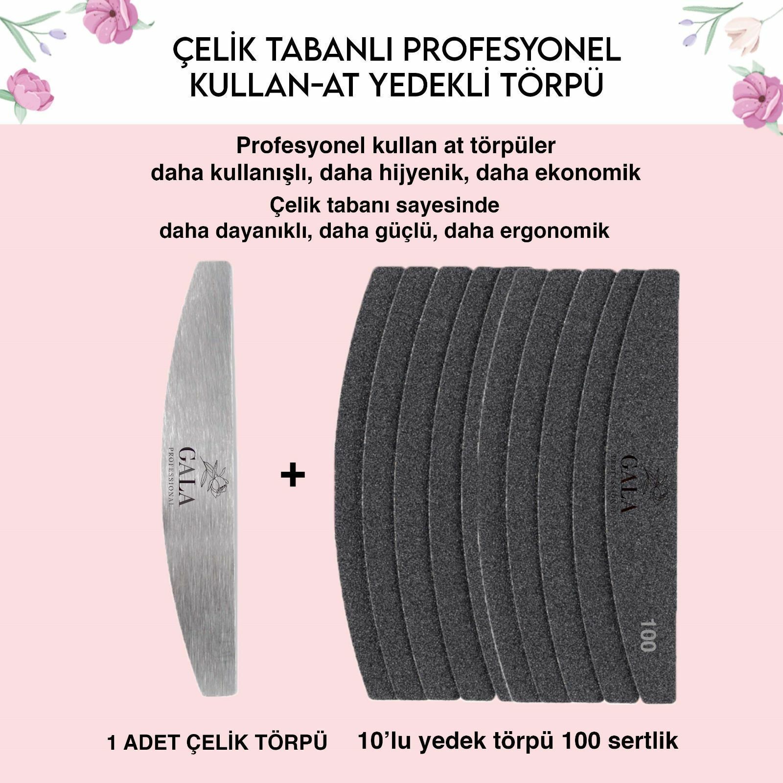 KIVRIMLI ÇELİK TABAN + 10 LU YEDEK (100 SERTLİK)