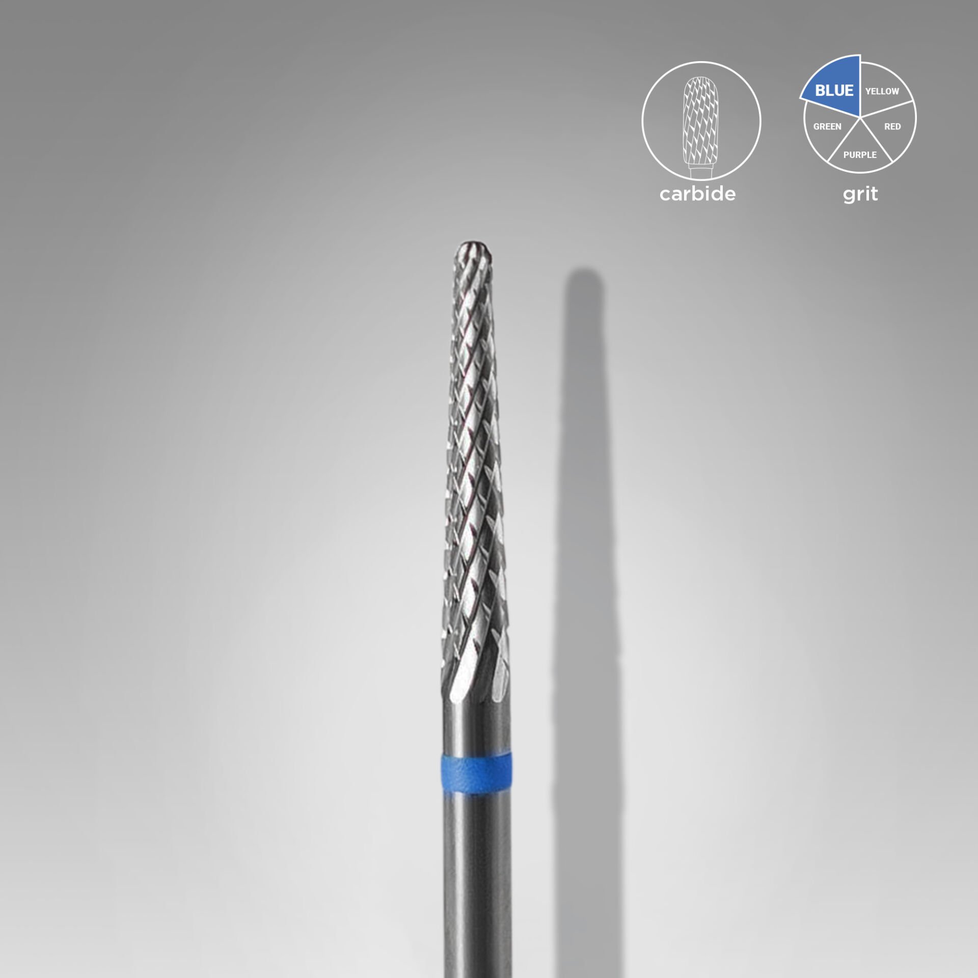 FT71B023/14 Sert Alaşım Koni Freze, Mavi, Çap 2,3 mm / Çalışma Kısmı 14 mm