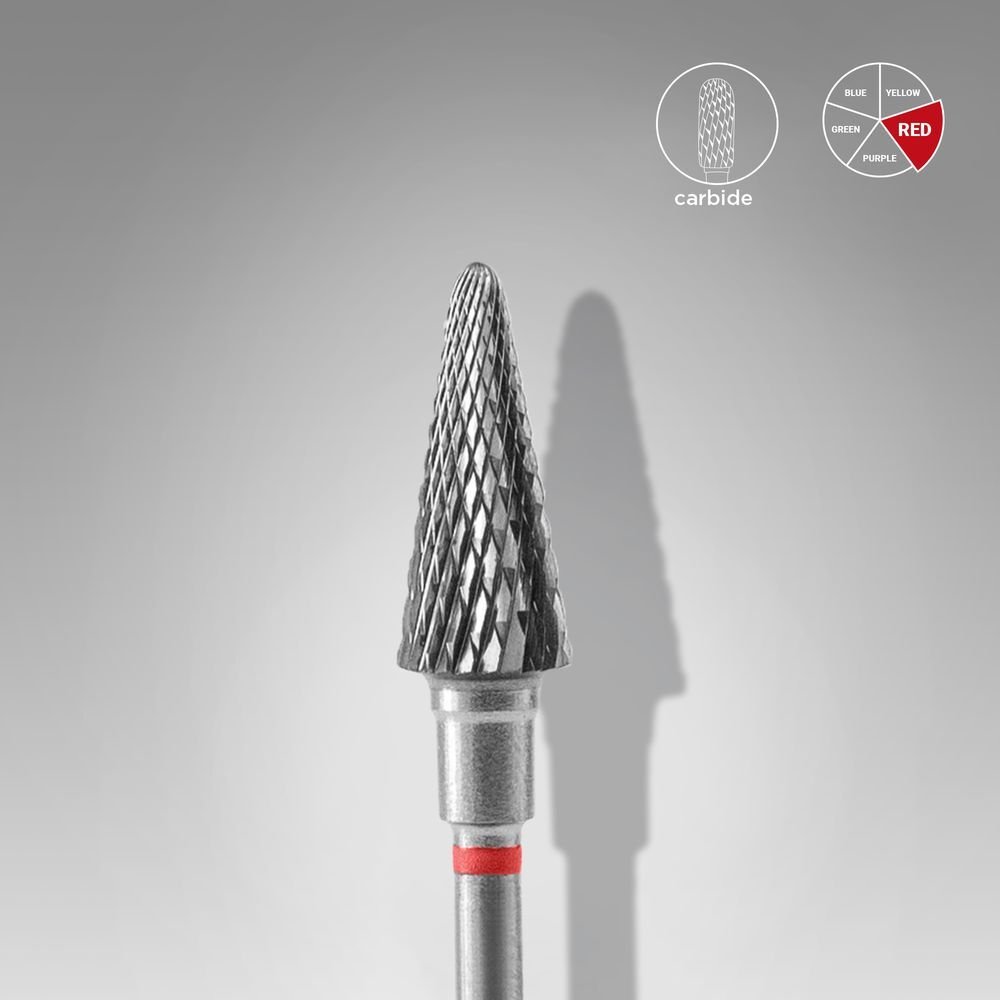 FT71R060/14 Sert Alaşım Koni Freze, Kırmızı, Çap 6 mm / Çalışma Kısmı 14 mm, Adet