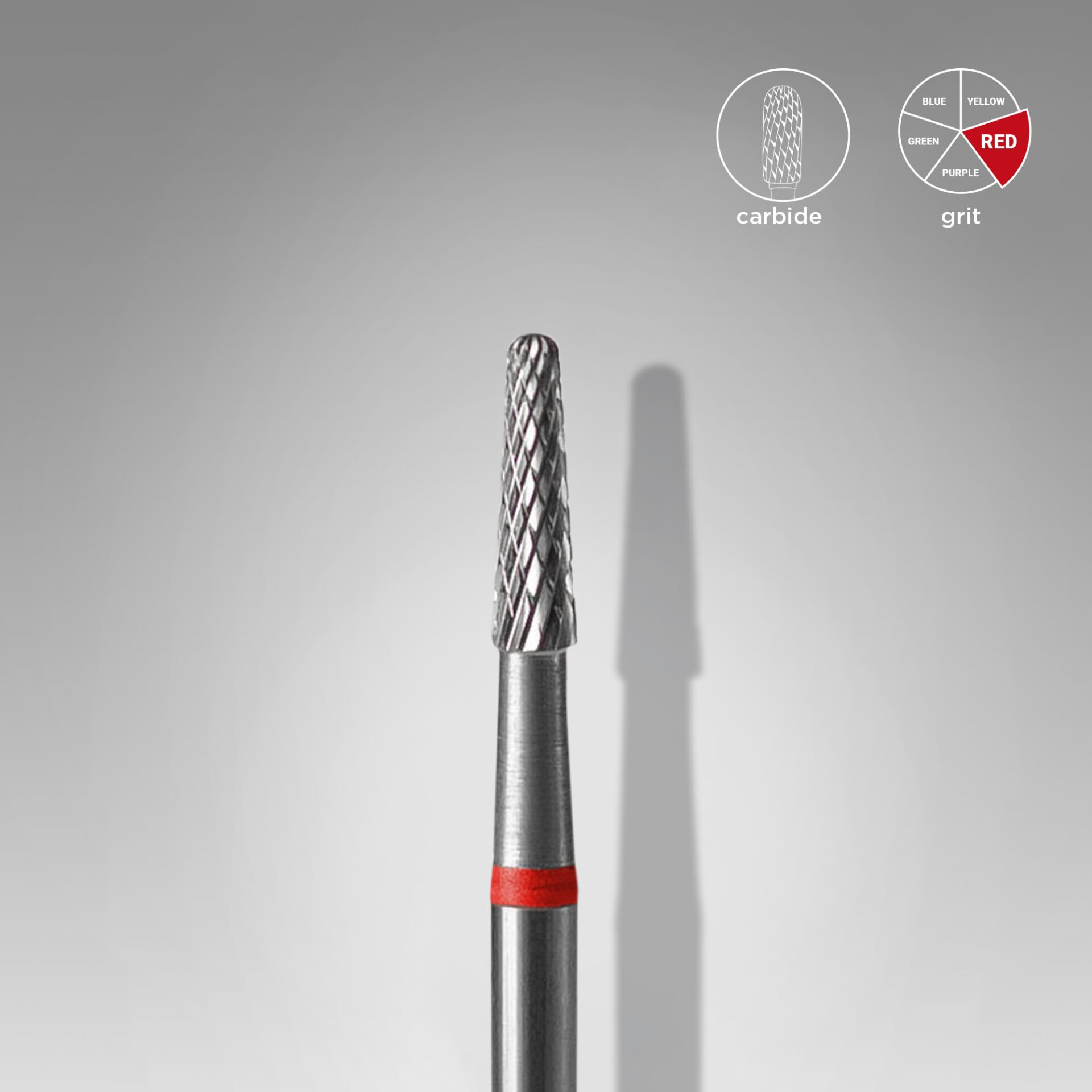 FT71R023/8 Sert Alaşım Koni Freze, Kırmızı, Çap 2,3 mm / Çalışma Kısmı 8 mm