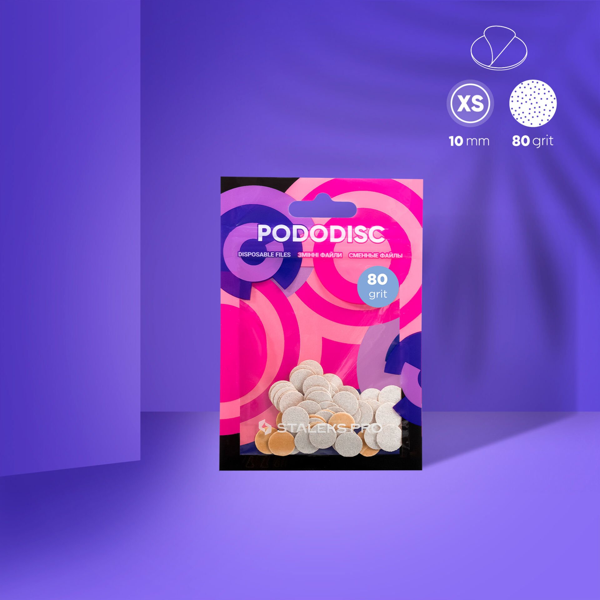 PDF-10-80w PODODISC STALEKS PRO XS Pedikür Disk İçin Yedek Beyaz Törpüler, 80 Grit (50 Adet)