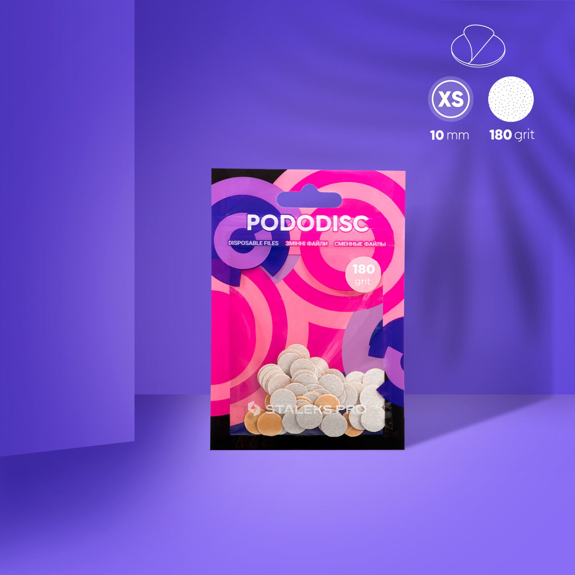 PDF-10-180w PODODISC STALEKS PRO XS Pedikür Disk İçin Yedek Beyaz Törpüler, 180 Grit (50 Adet)