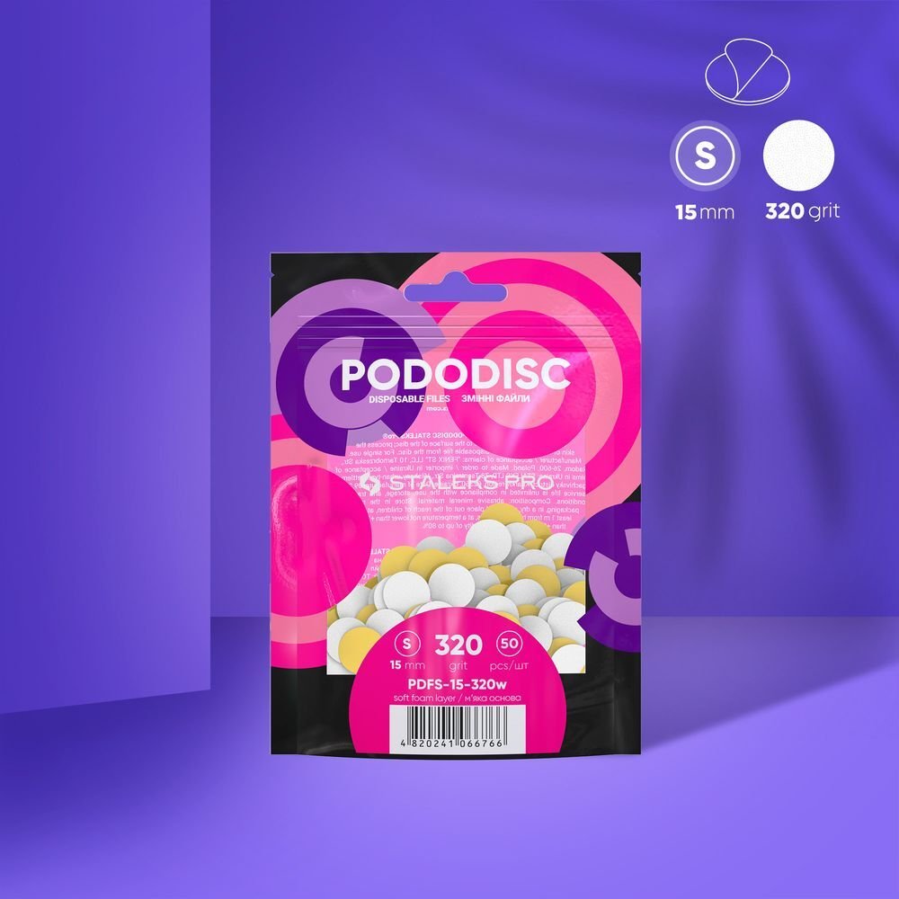 PDFS-15-320w PODODISC STALEKS PRO S Pedikür Disk İçin Yumuşak Tabanlı Yedek Beyaz Törpüler, 320 Grit (50 Adet)