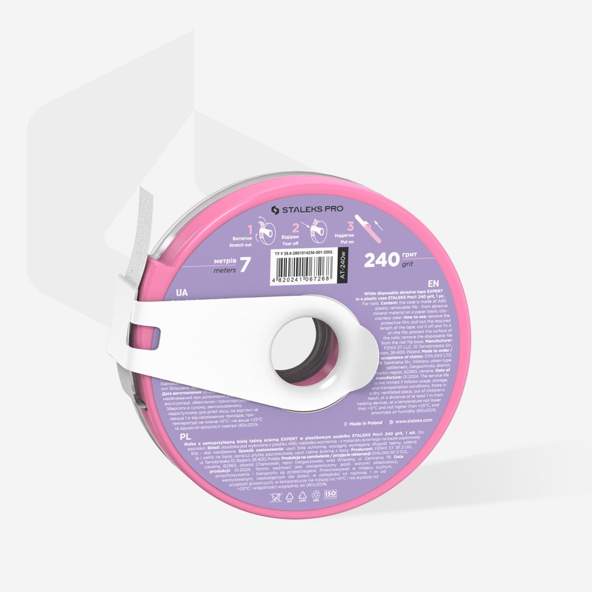 AT-240W EXPERT YEDEK BEYAZ BANT TÖRPÜ, STALEKS PRO PLASTİK BOBİNDE, 240 GRİT