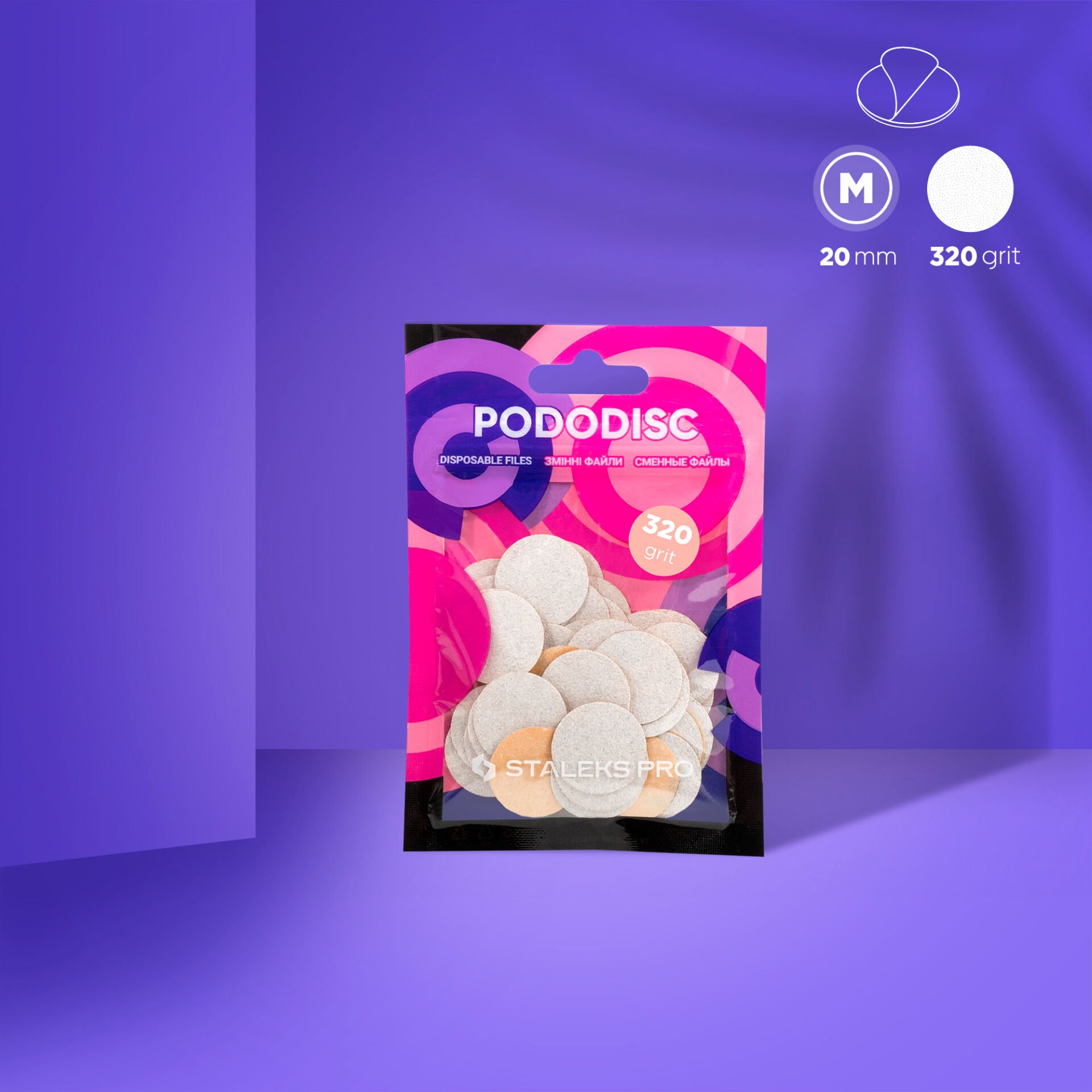 PDF-20-320w PODODISC STALEKS PRO M Pedikür Disk İçin Yedek Beyaz Törpüler, 320 Grit (50 Adet)
