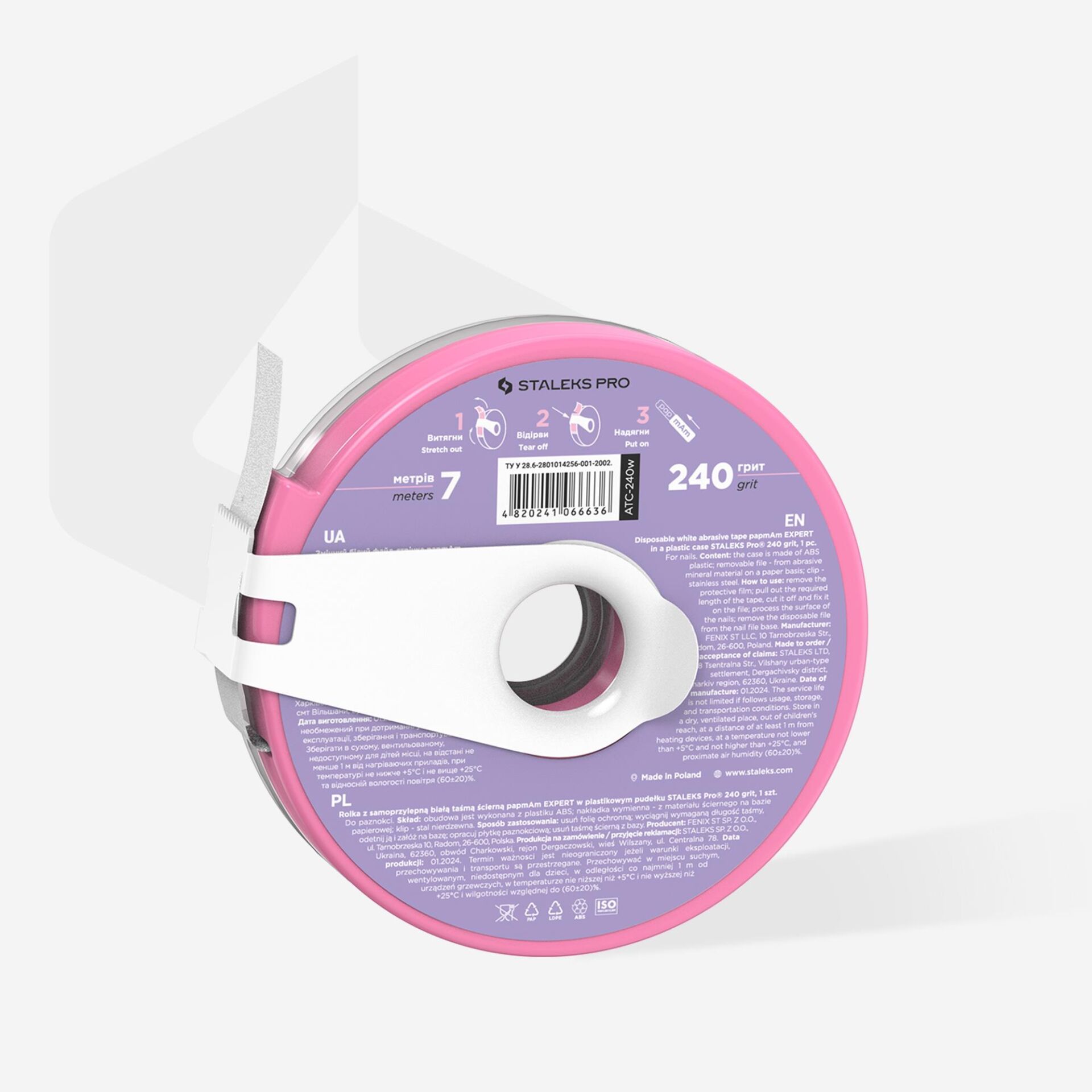 ATC-240W EXPERT YEDEK PAPMAM BEYAZ BANT TÖRPÜ, STALEKS PRO PLASTİK BOBİNDE, 240 GRİT