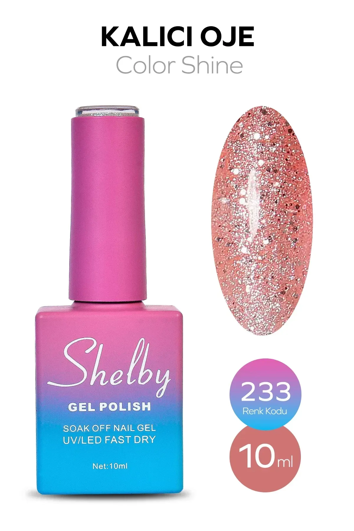 SHELBY 10 ML. A233 IŞILTILI RENKLİ KALICI OJE