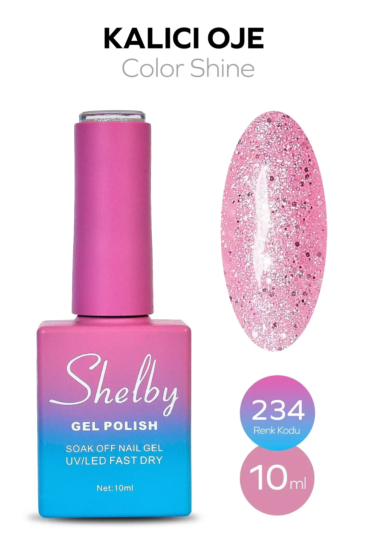 SHELBY 10 ML. A234 IŞILTILI RENKLİ KALICI OJE