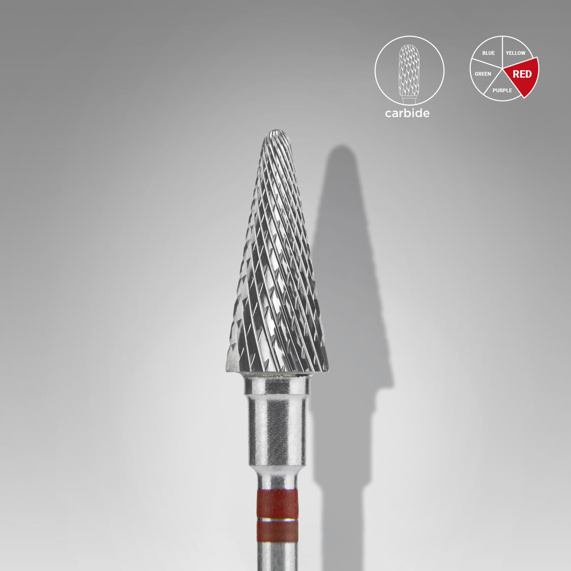 FT73R060/14 EXPERT solaklar için sert alaşım konik freze, kırmızı ,çap 6 mm / çalışma kısmı 14 mm