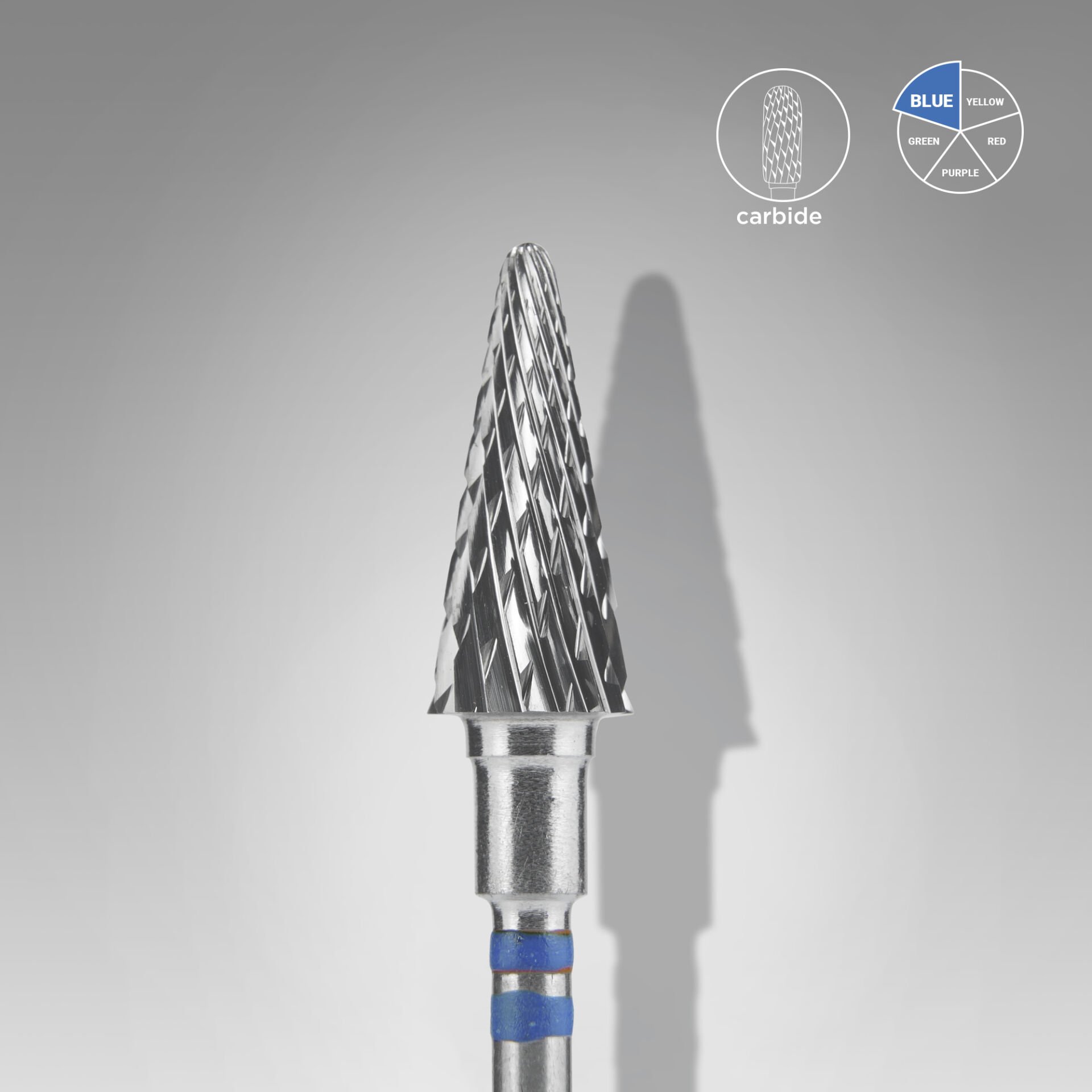 FT73B060/14 EXPERT solaklar için sert alaşım konik freze , mavi,çap 6 mm / çalışma kısmı 14 mm