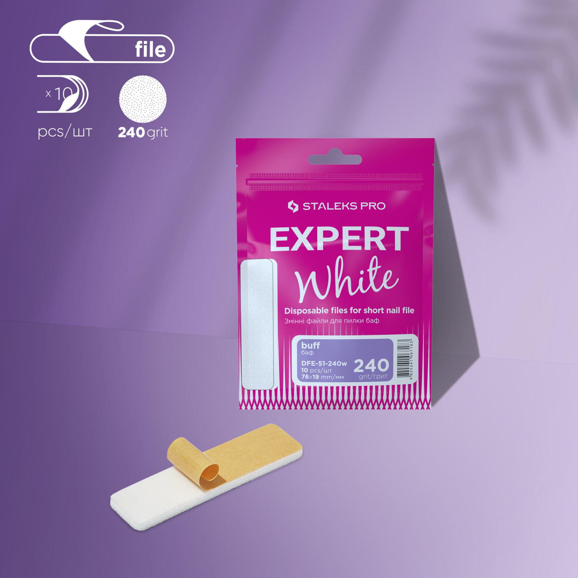 DFE-51-240w EXPERT 51 Kısa Törpü İçin Yedek Yumuşak Tabanlı Beyaz Törpüler (Köpük Tabanlı Buffer), 240 Grit (10 Adet)