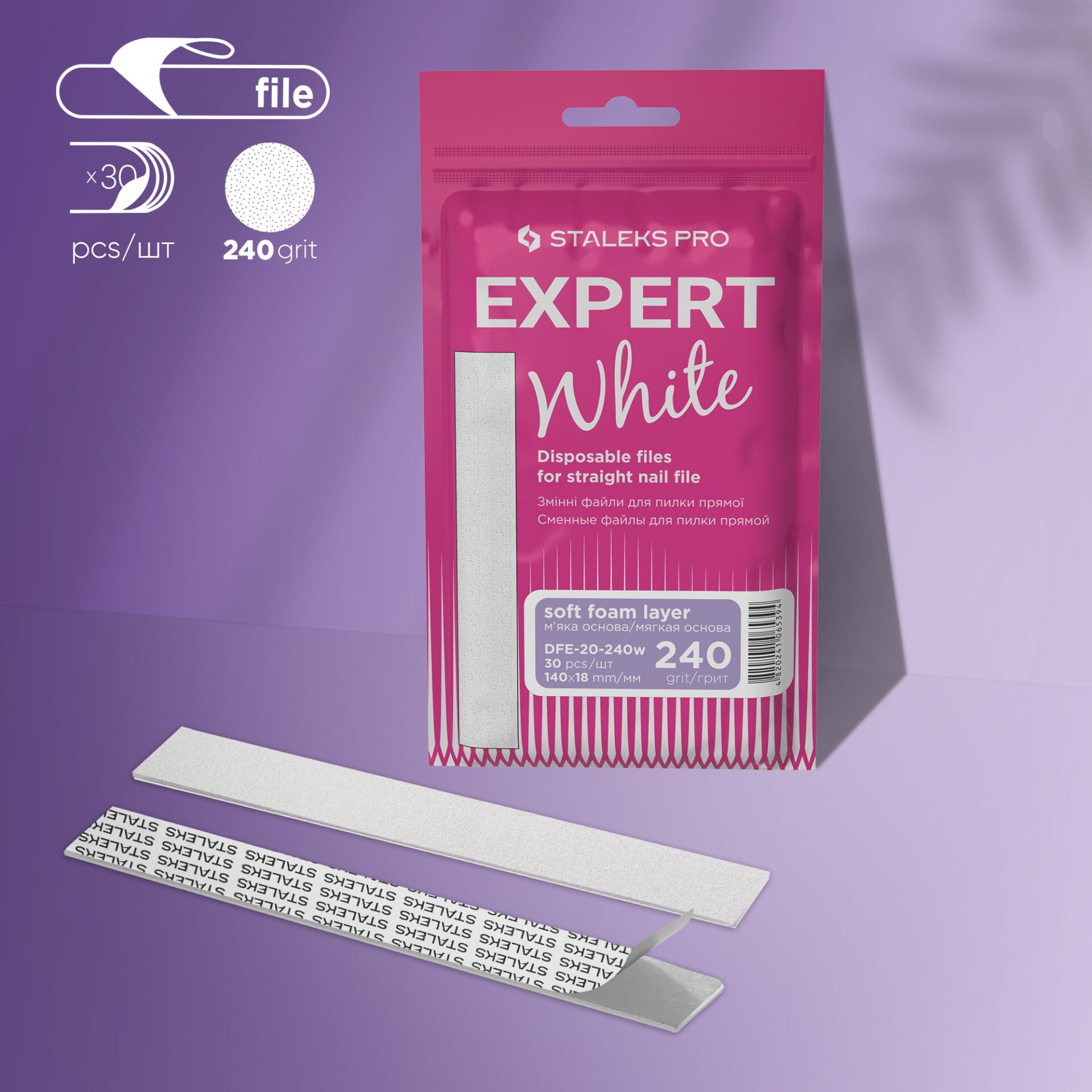DFE-20-240w EXPERT 20 Düz Törpü İçin Yedek Yumuşak Tabanlı Beyaz Törpüler, 240 Grit (30 Adet)