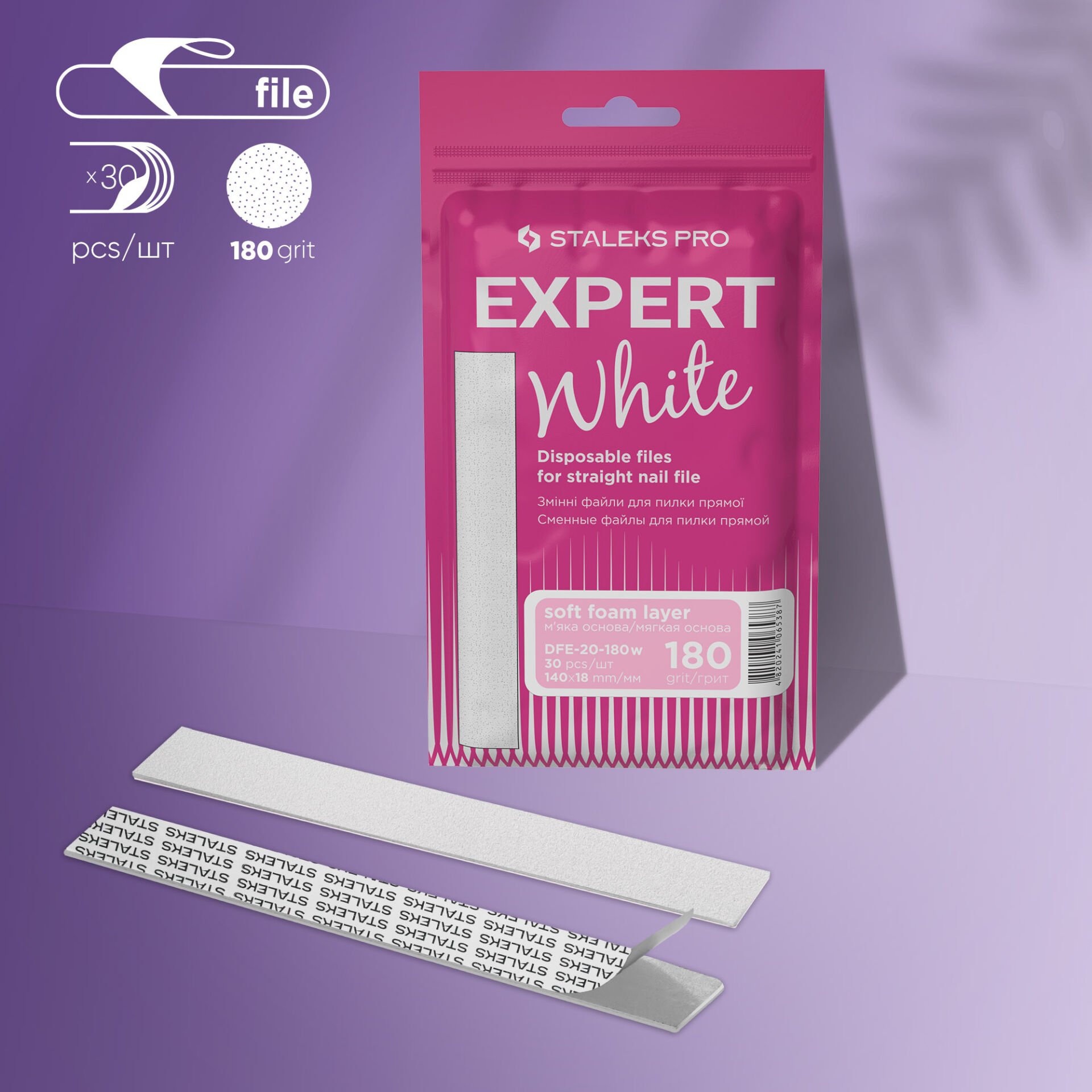 DFE-20-180w EXPERT 20 Düz Törpü İçin Yedek Yumuşak Tabanlı Beyaz Törpüler, 180 Grit (30 Adet)