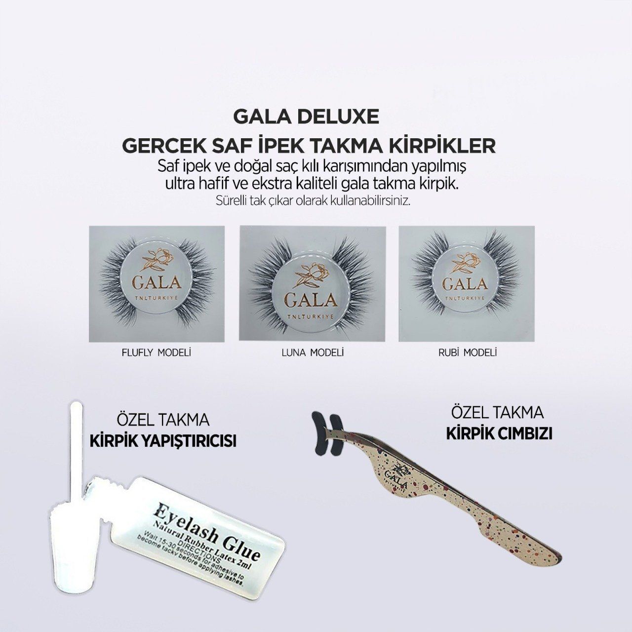 GALA DELUX SAF İPEK TAKMA KİRPİK TAKIM FLUFLY
