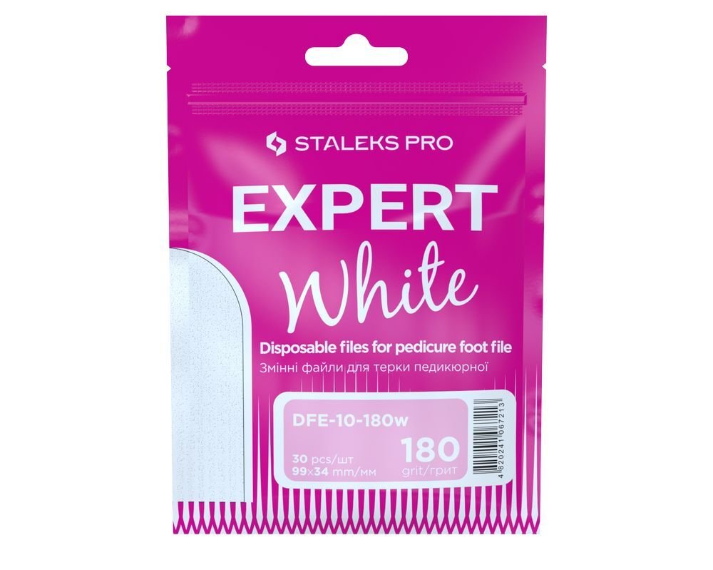 DFE-10-180w EXPERT 10 Pedikür Törpü İçin Yedek Beyaz Törpüler, 180 Grit (30 Adet)