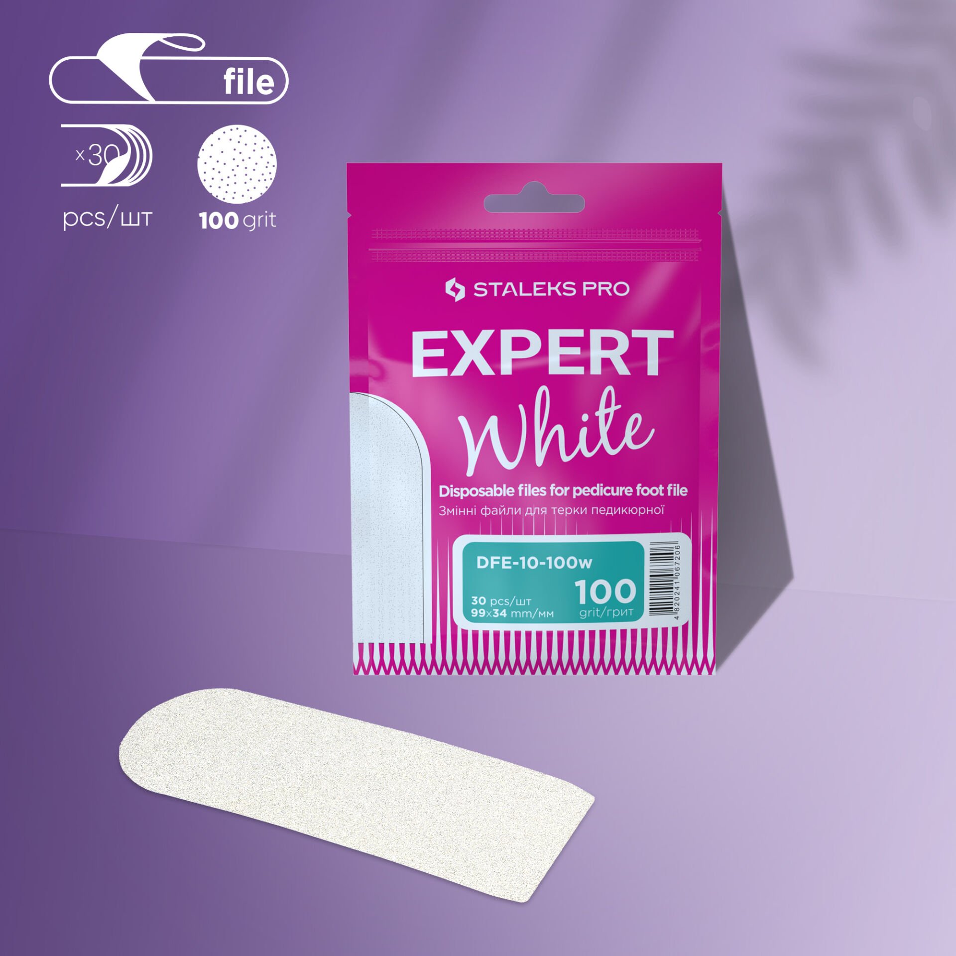 DFE-10-100w EXPERT 10 Pedikür Törpü İçin Yedek Beyaz Törpüler, 100 Grit (30 Adet)